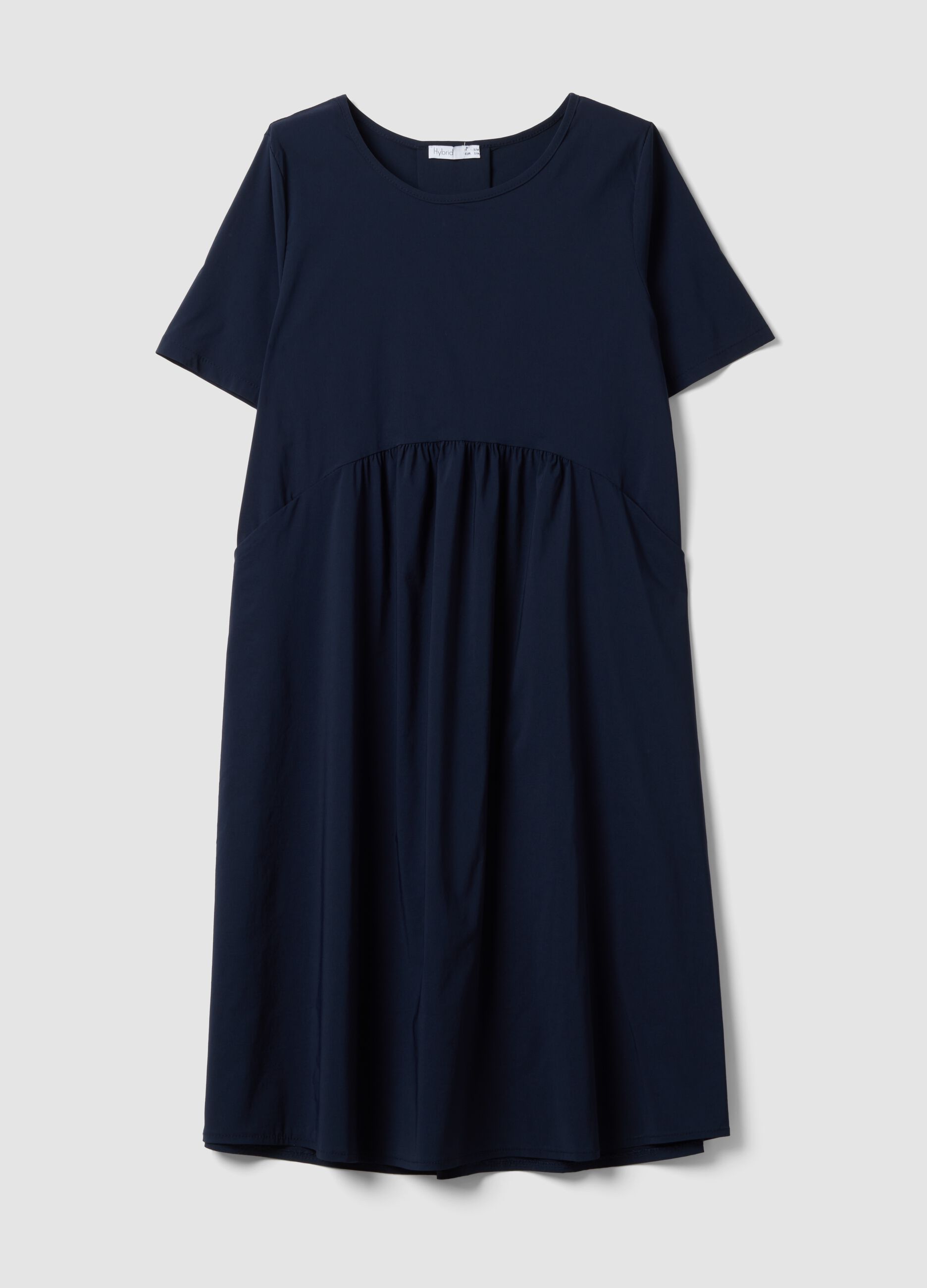 Blaues Midikleid aus elastischer Viskose, Regular Fit