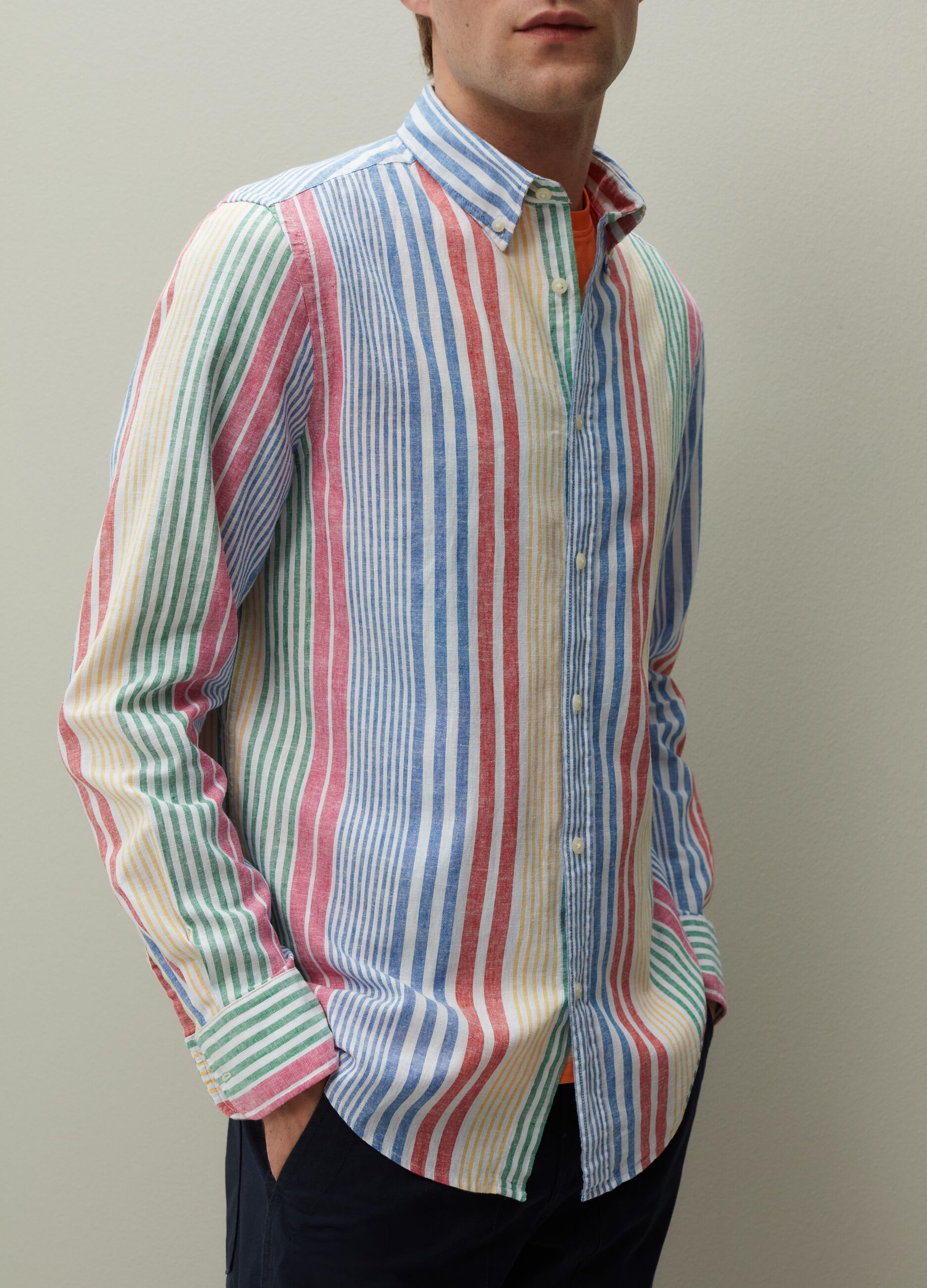 Camisa regular fit rayas multicolor