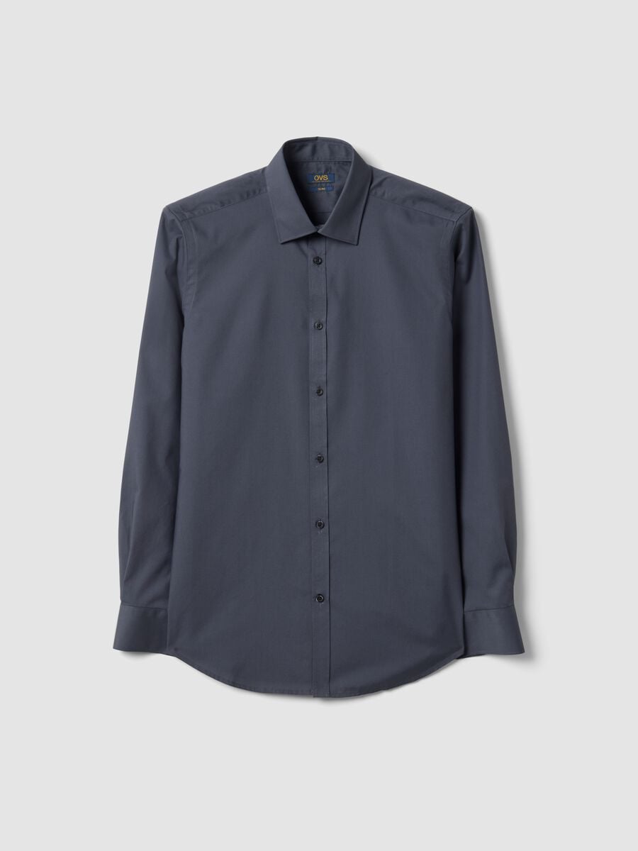 Camicia grigia slim fit con colletto classico easy iron_4