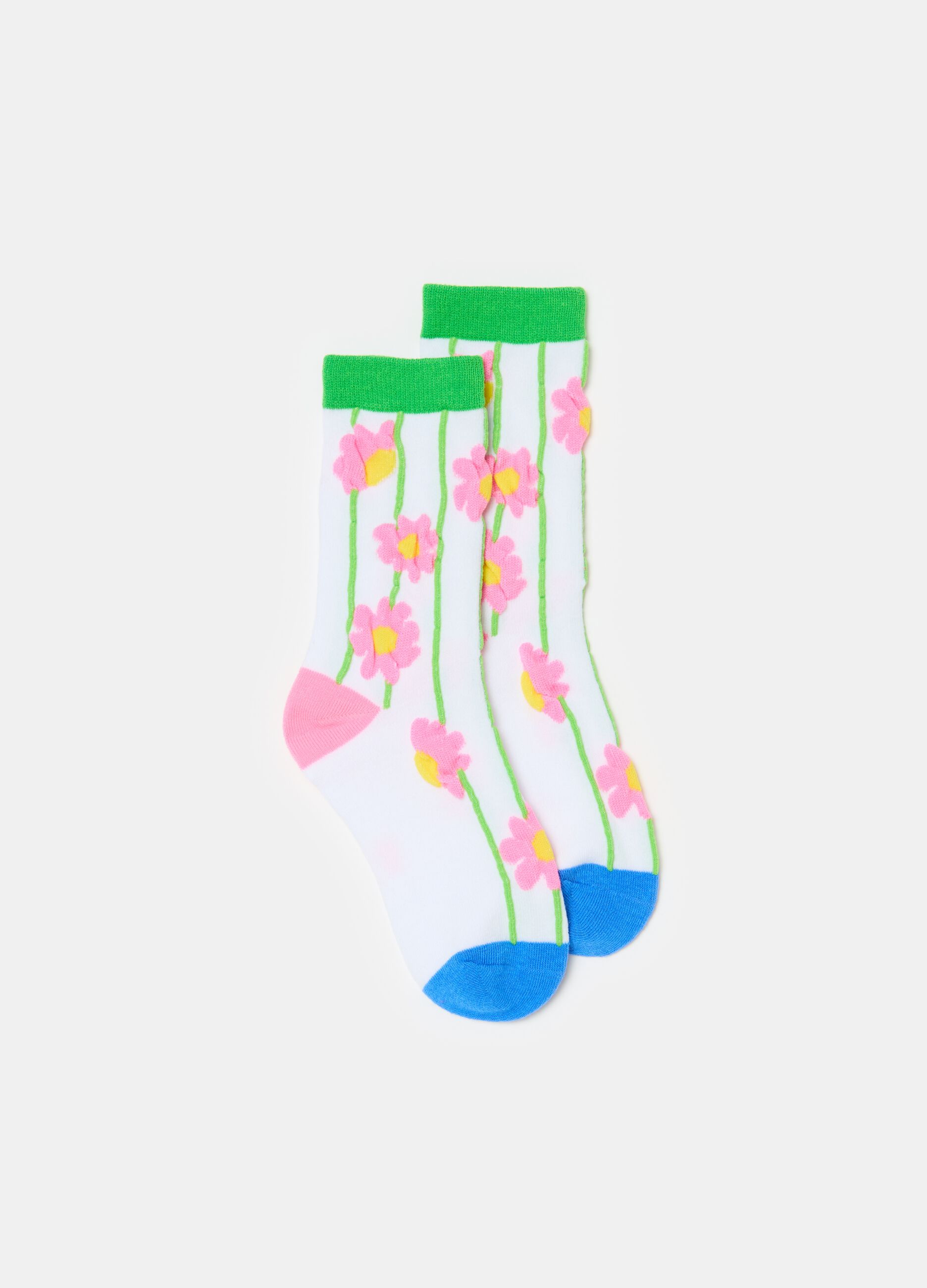 Stretch socks with flowers design