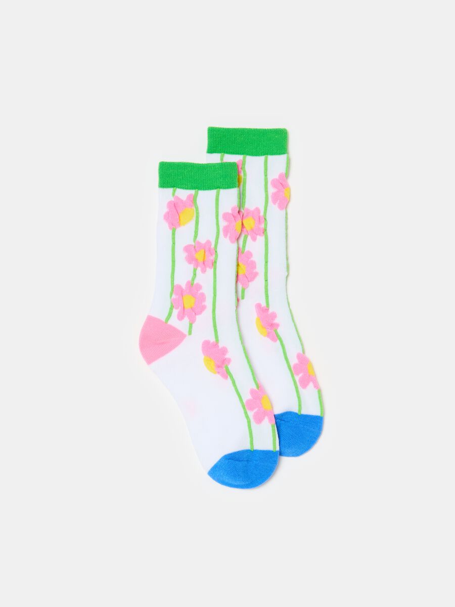 Stretch socks with flowers design_0