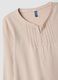 Pigiama beige in misto cotone organico con Collo serafino_1