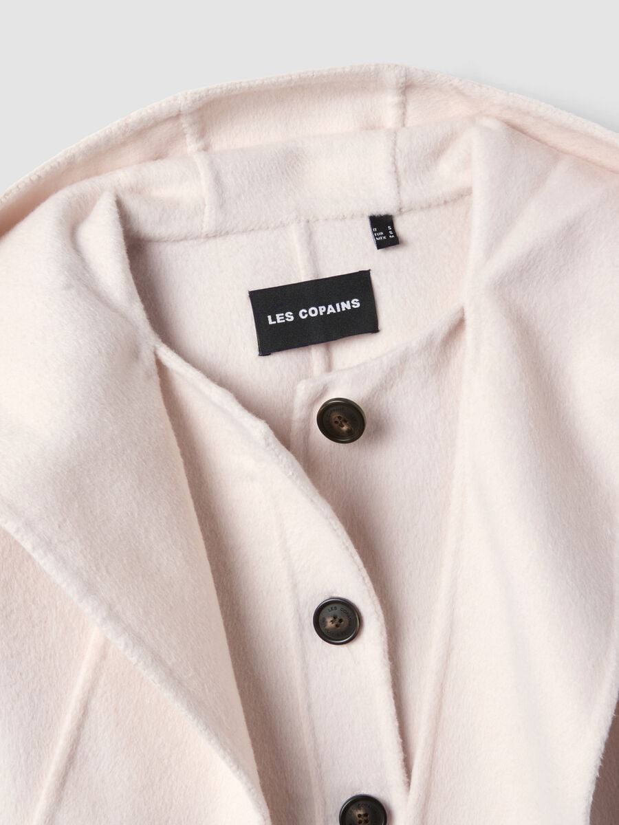 Short white wool-blend coat with hood, regular fit_5