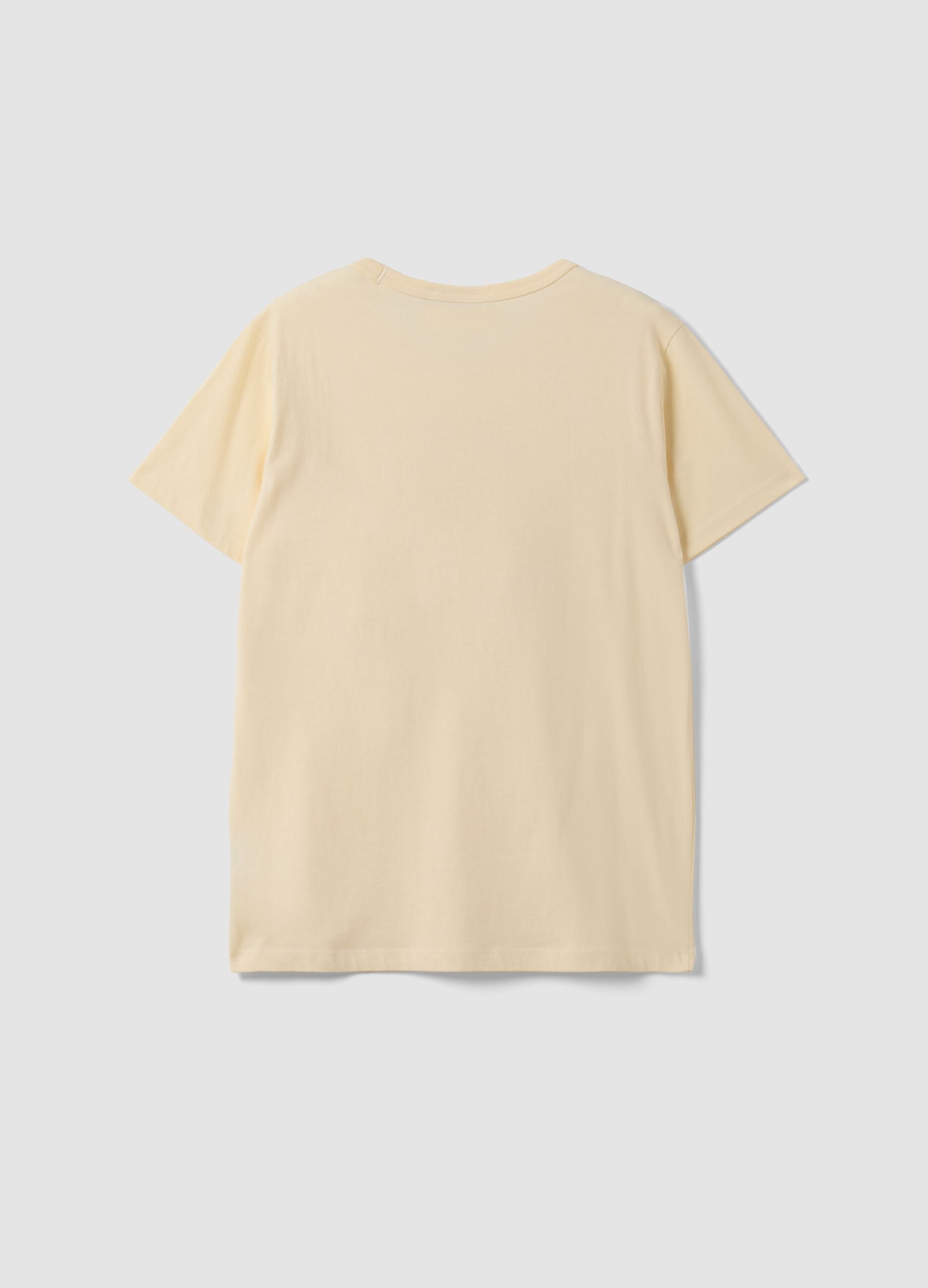 Beiges Regular-Fit-T-Shirt aus reiner Baumwolle mit s&uuml;&szlig;em Tier-Print