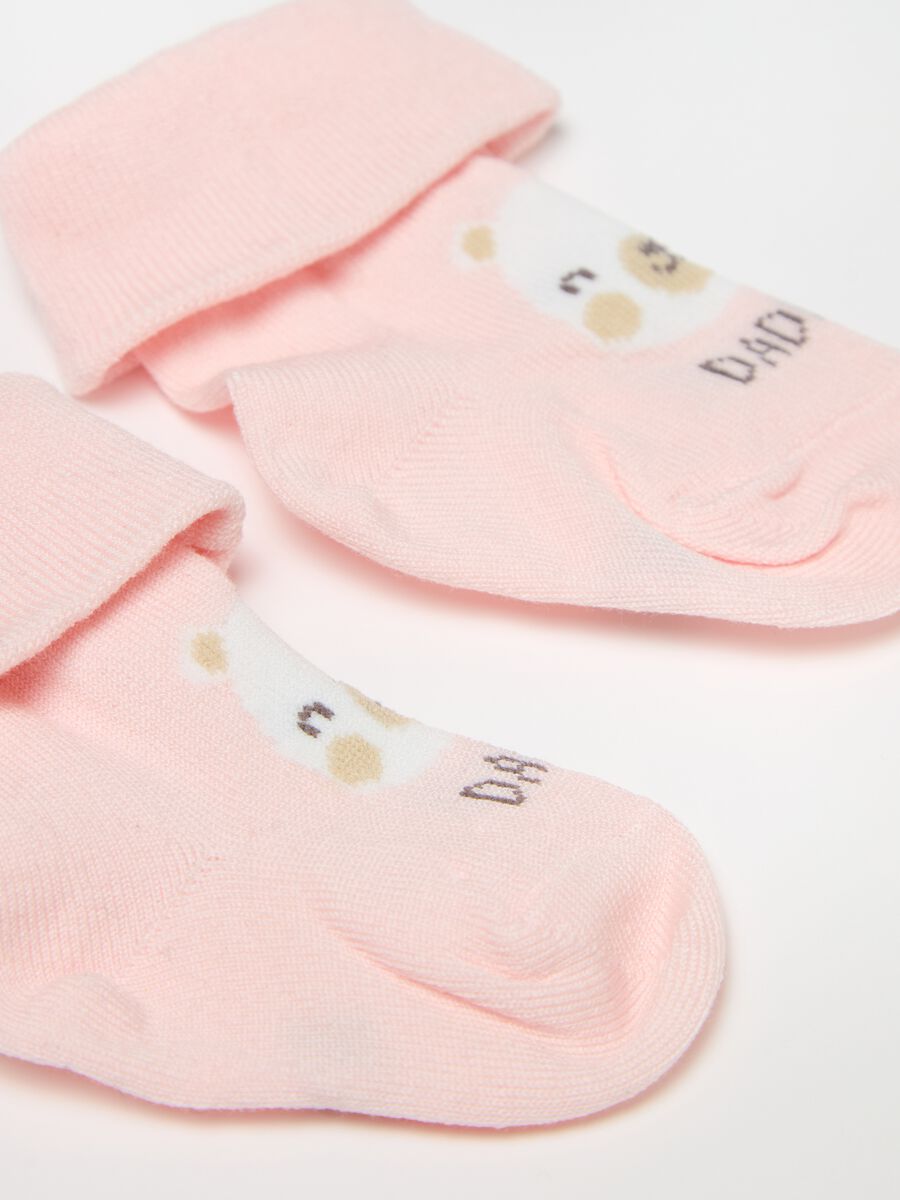 Two-pair pack short socks with teddy bear design_1