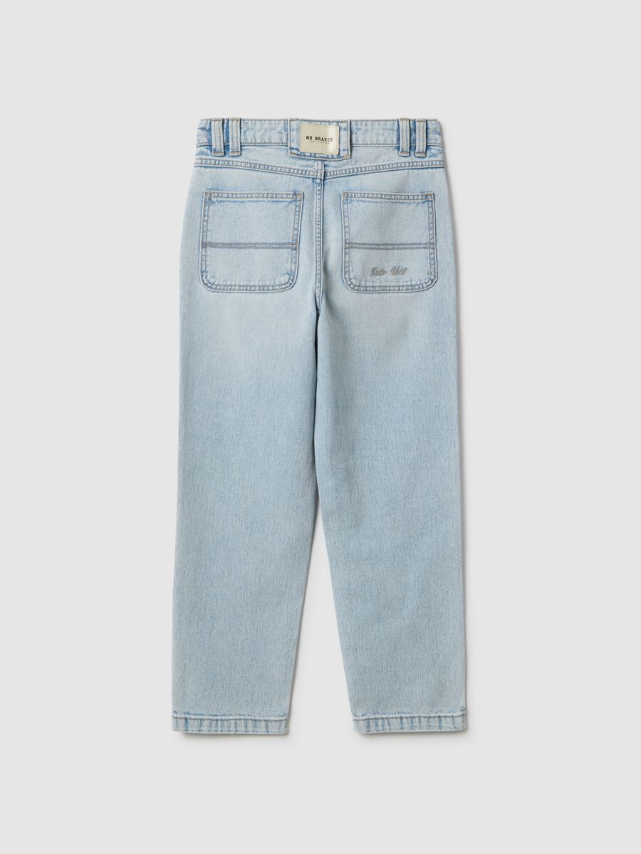 Jeans in puro cotone denim azzurro da ragazzo relaxed fit_1