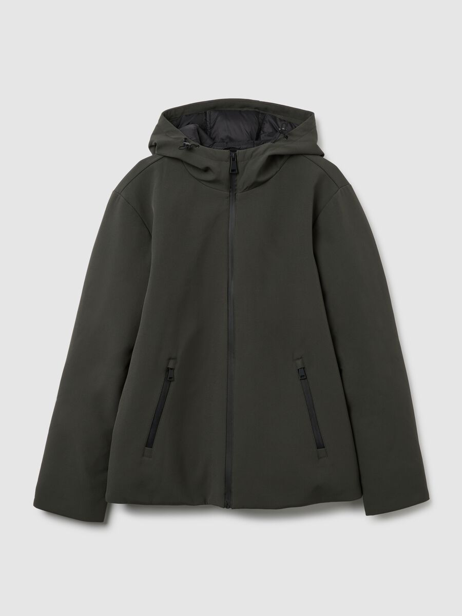 Regular fit green stretch fabric jacket_4