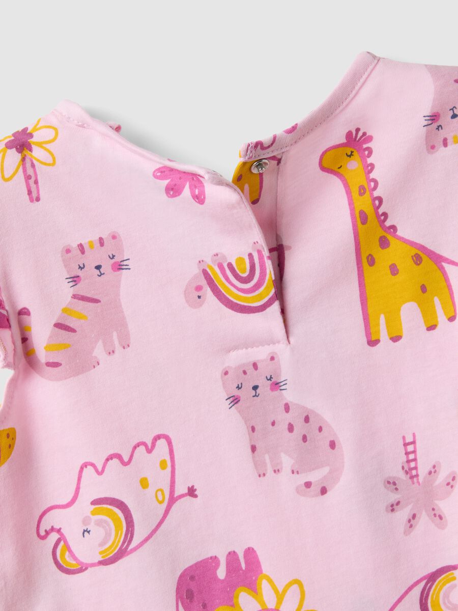 Pink pure cotton baby pyjamas regular fit with animals_3