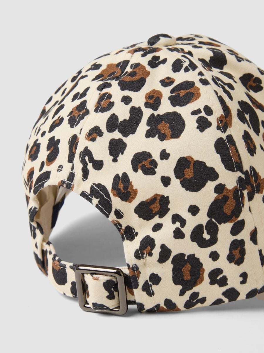 Beige Cap aus elastischer Baumwolle mit Animal-Print_1