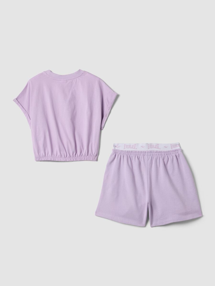 Violettes Set aus reiner Baumwolle mit T-Shirt und Shorts_4