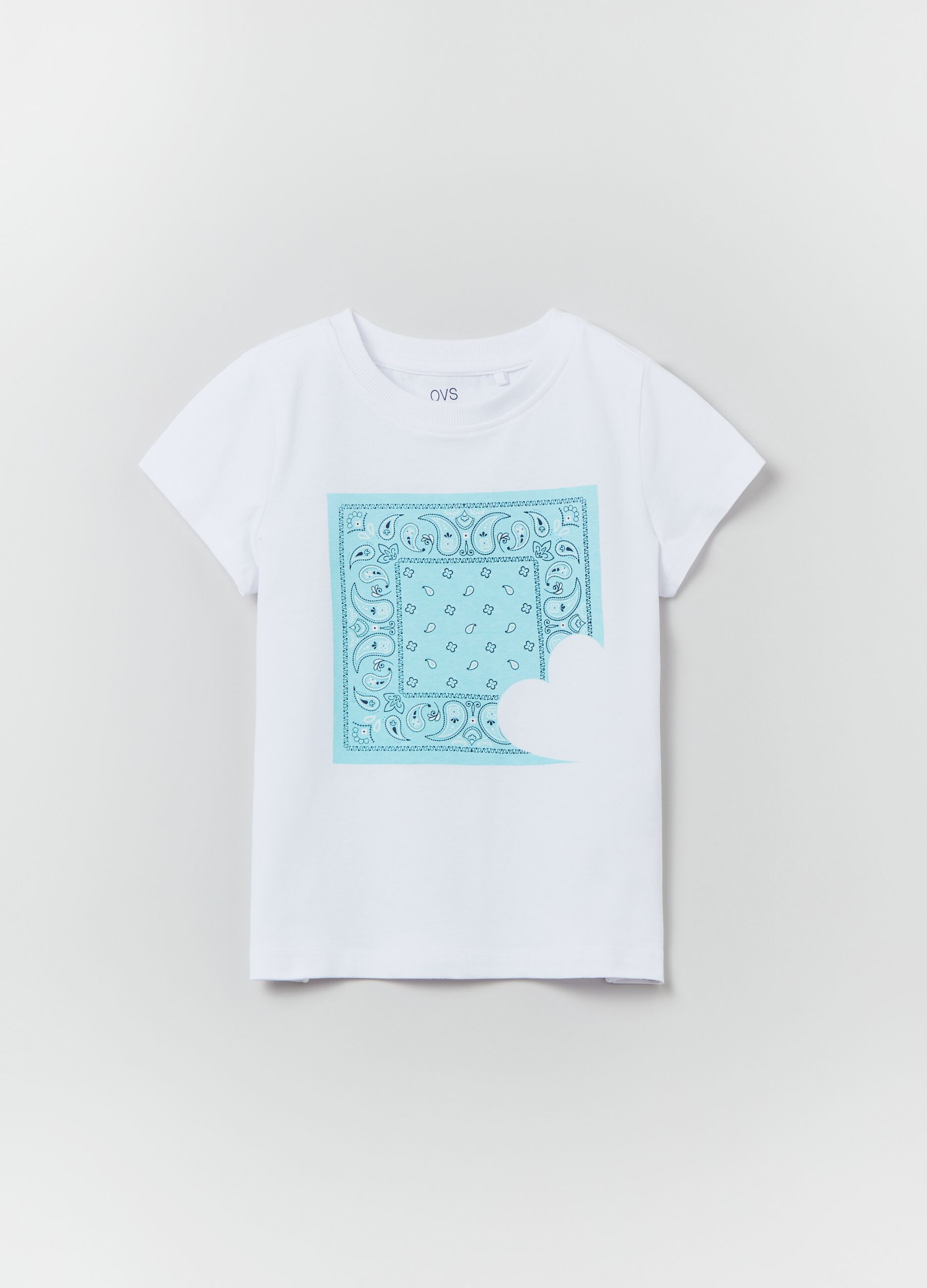 Printed cotton stretch T-shirt