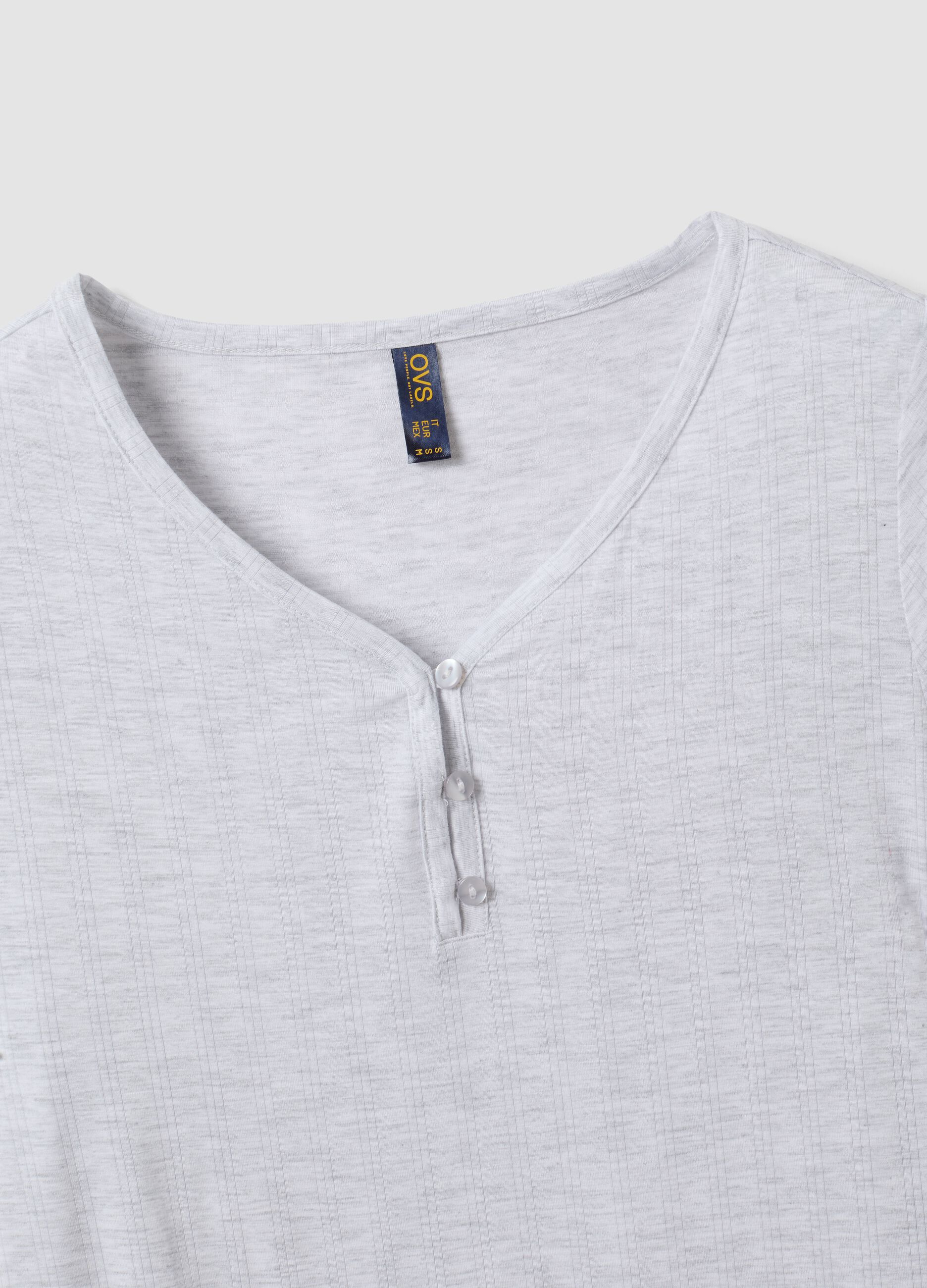 Grey stretch viscose V-neck pyjama top