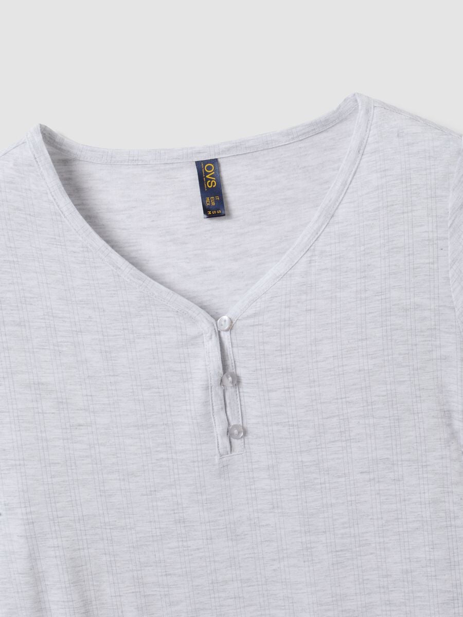 Grey stretch viscose V-neck pyjama top_5