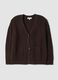 Brown stretch-fabric cardigan with deep V-neckline_4