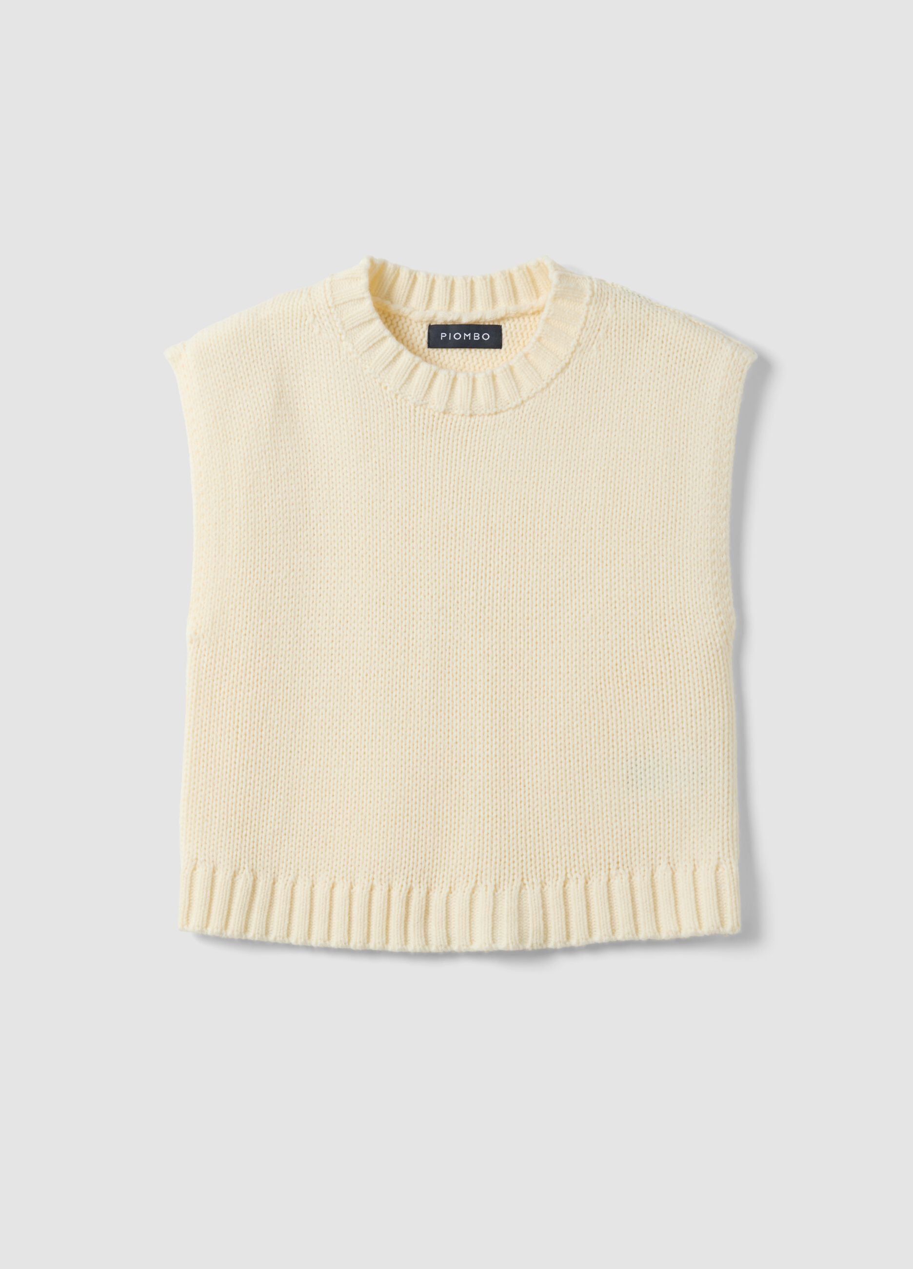 White crew-neck wool-blend oversized gilet