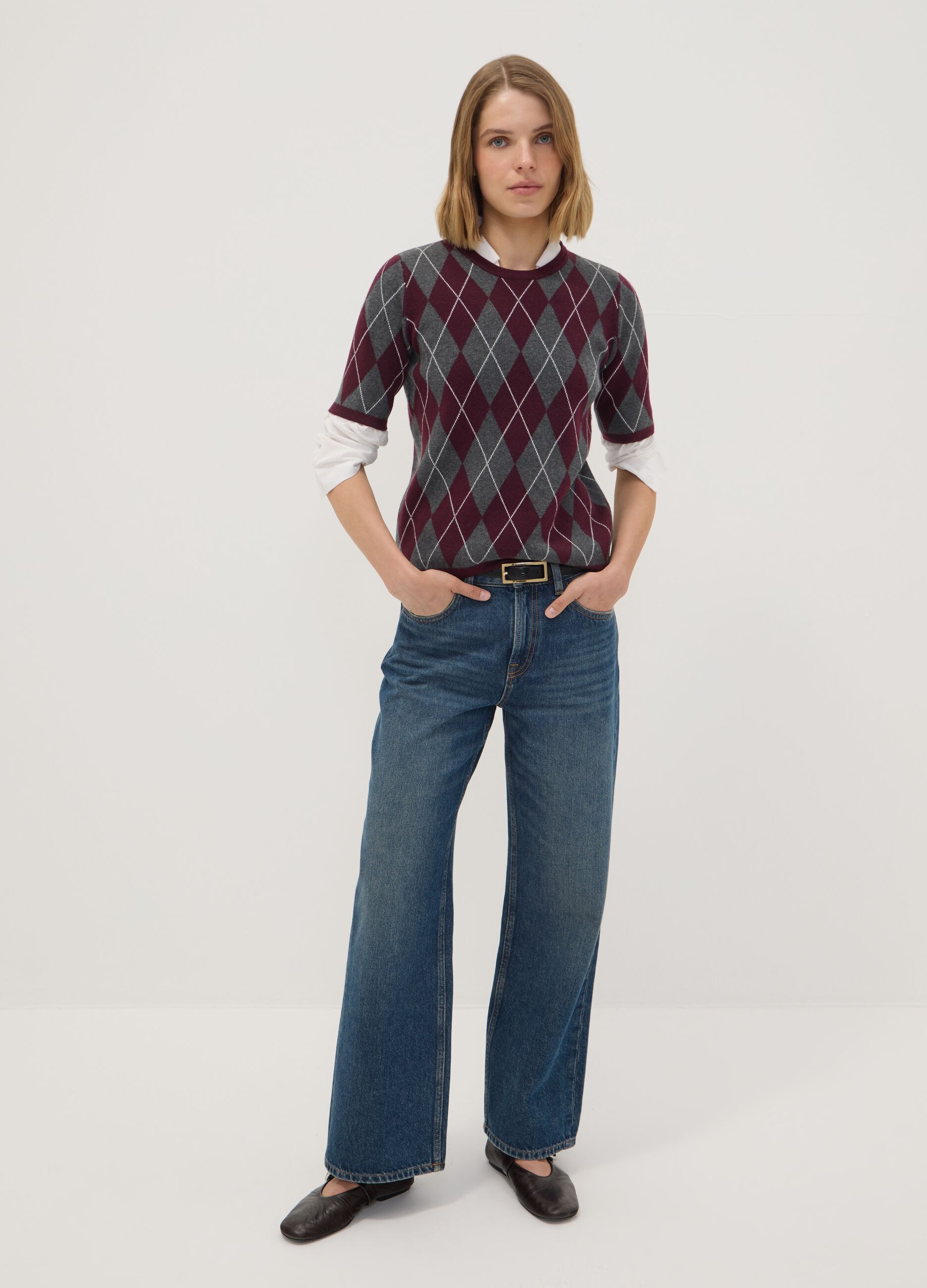 Maglia multicolor a rombi con girocollo regular fit