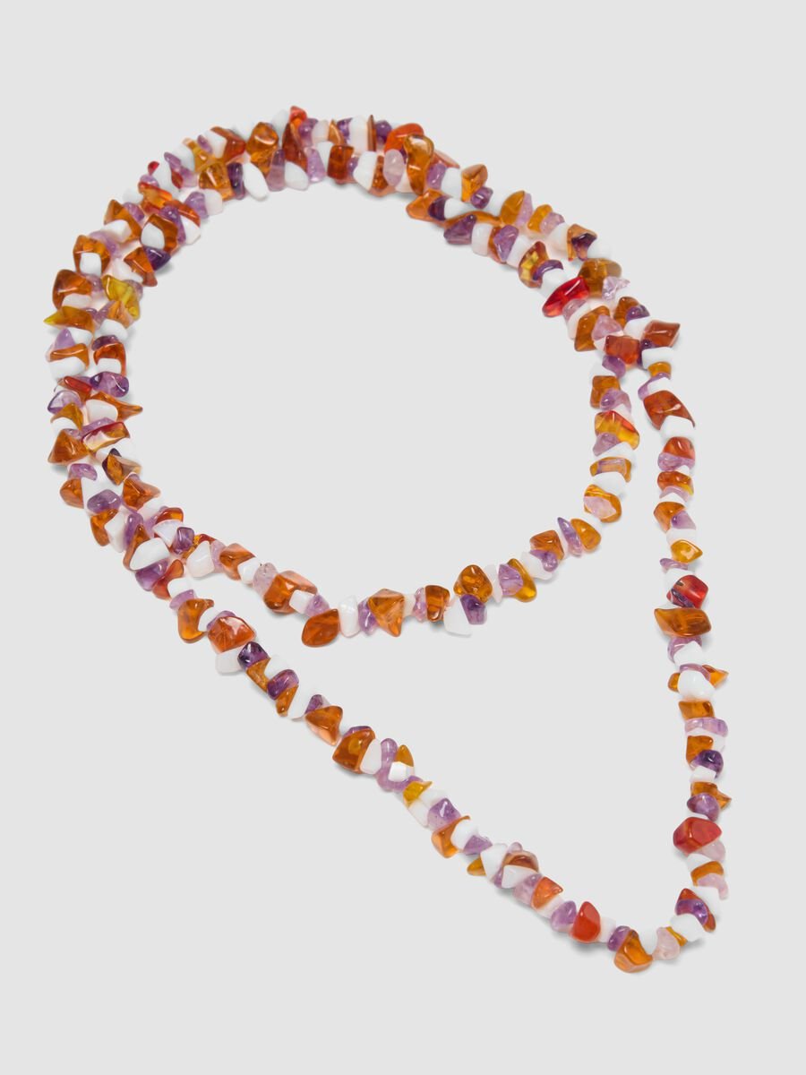 Adjustable multicolour glass bead and stone necklace_2