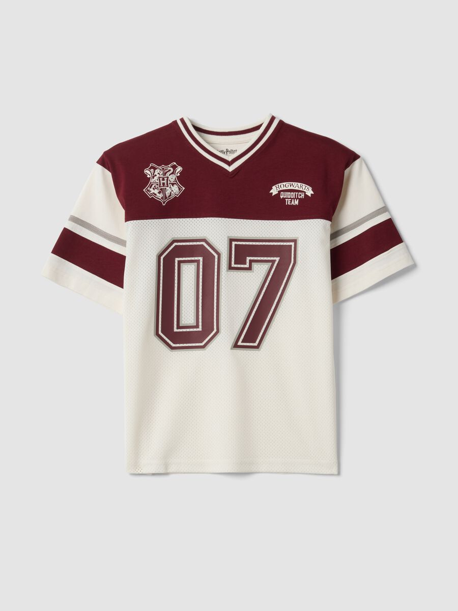 White pure cotton T-shirt with contrast panels_0