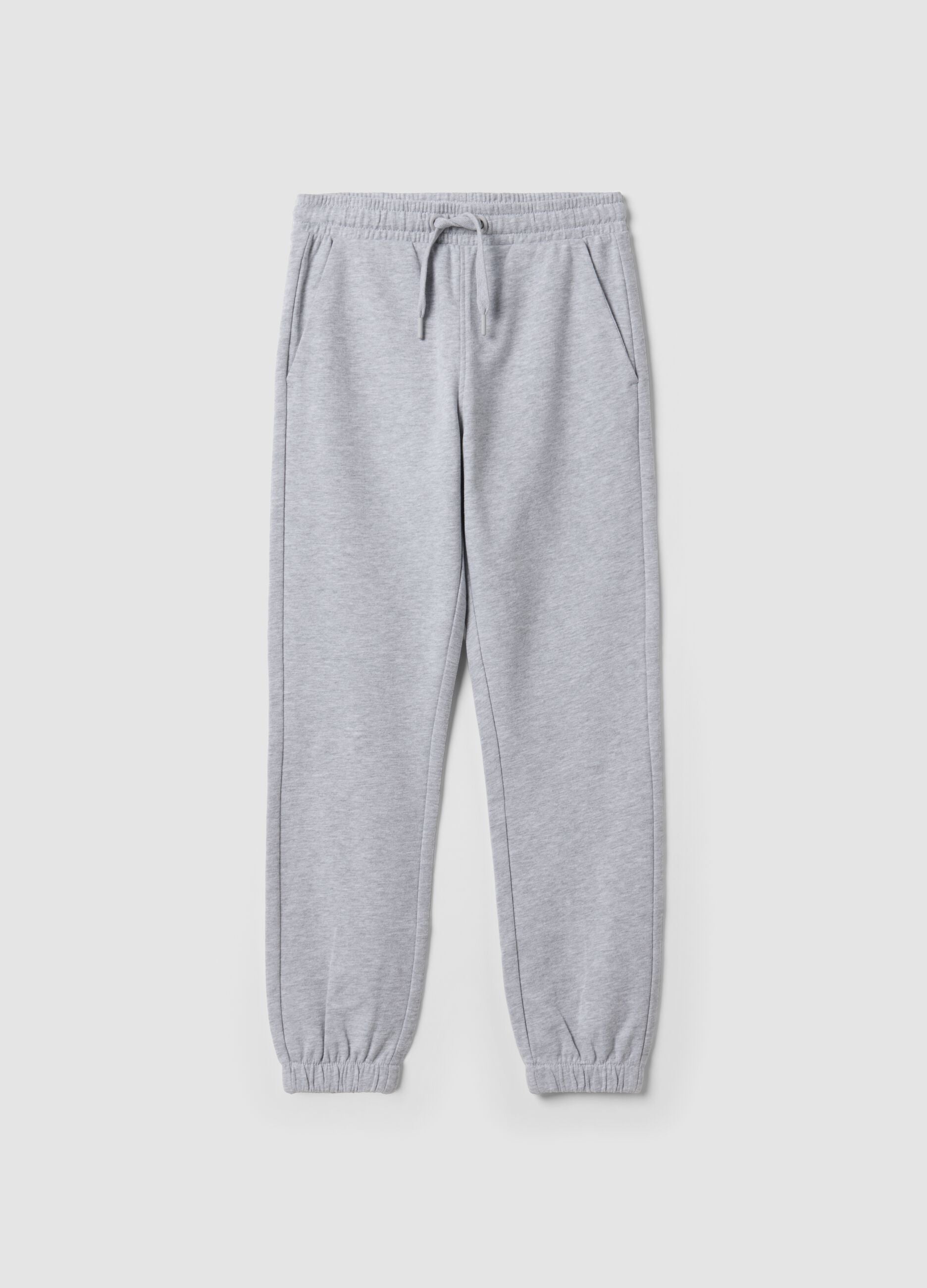Graue Jogginghose aus reiner Bio-Baumwolle mit Kordelzug f&uuml;r Jungen