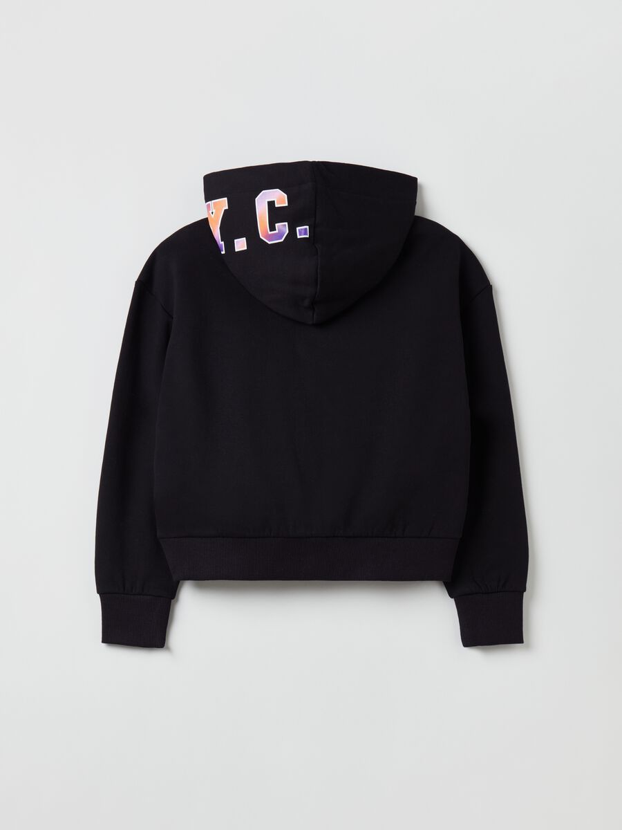 Full-zip with hood and  lettering print_1