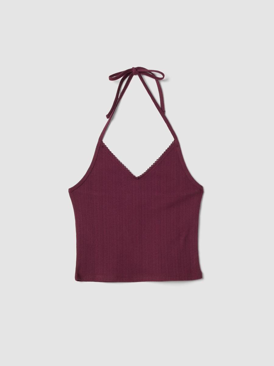 Violettes Ripp-Top aus reiner Baumwolle_0