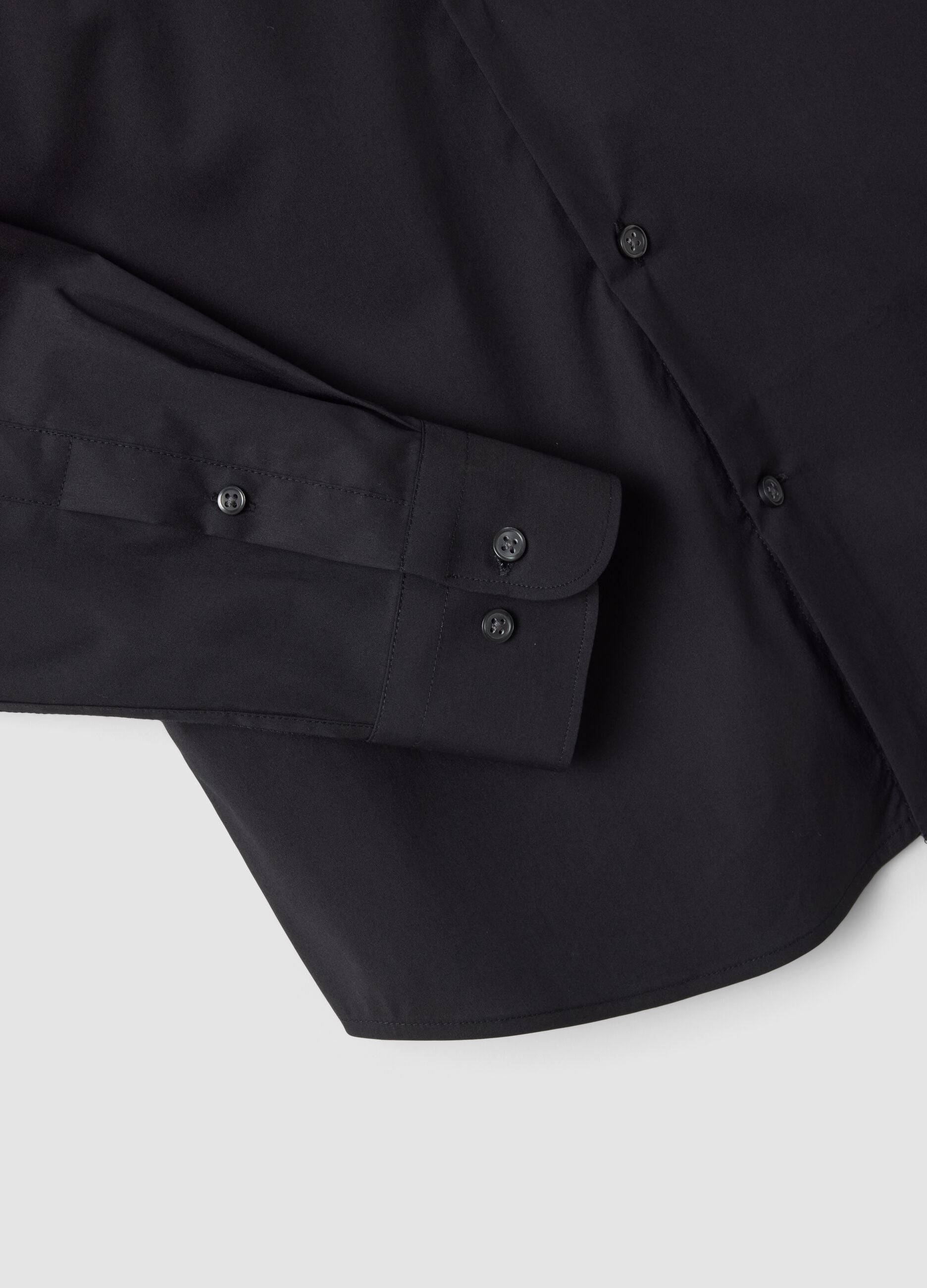 Black slim-fit stretch cotton poplin shirt