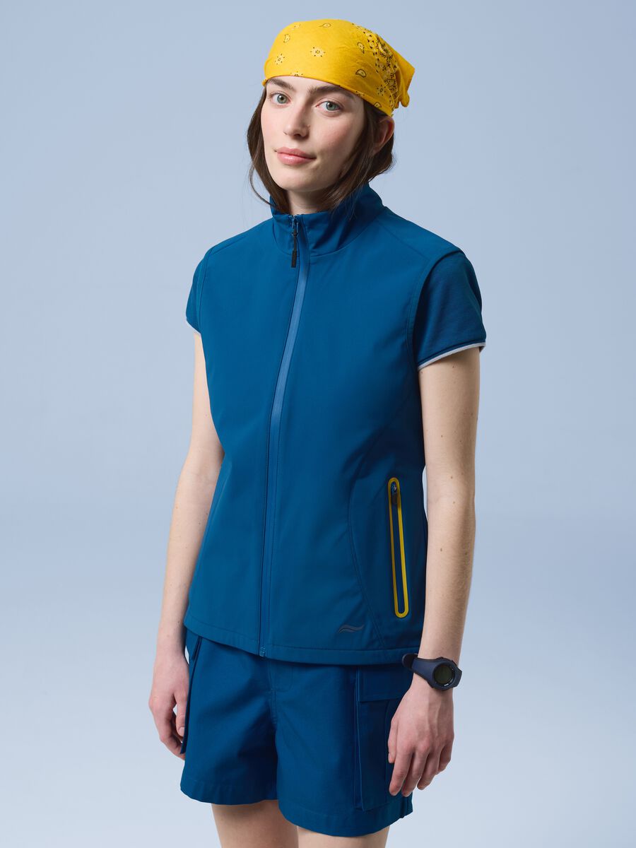 Blaues winddichtes Gilet ALTAVIA SAILING aus Stretchgewebe mit Reissverschluss_0