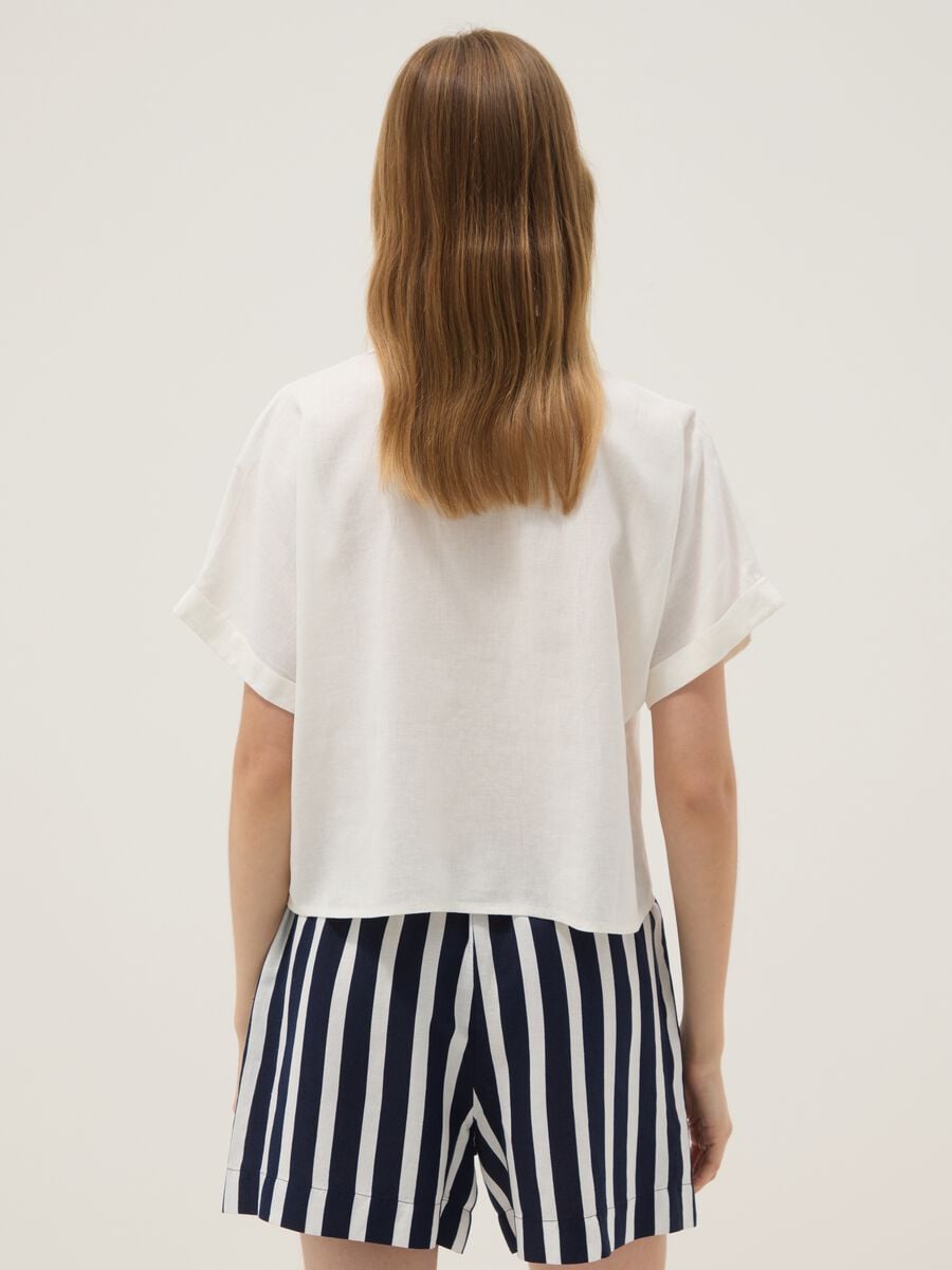 White regular-fit linen and viscose blend shirt_3