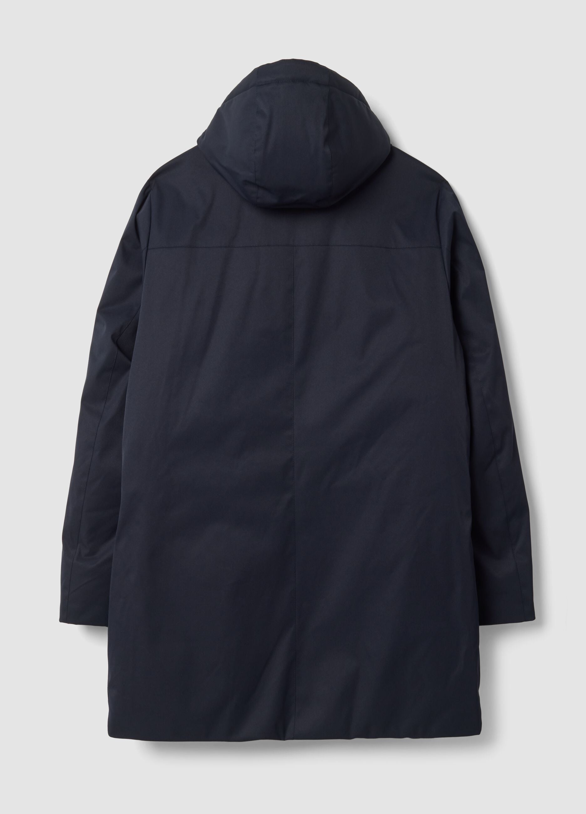 Giaccone imbottito blu con cappuccio regular fit idrorepellente