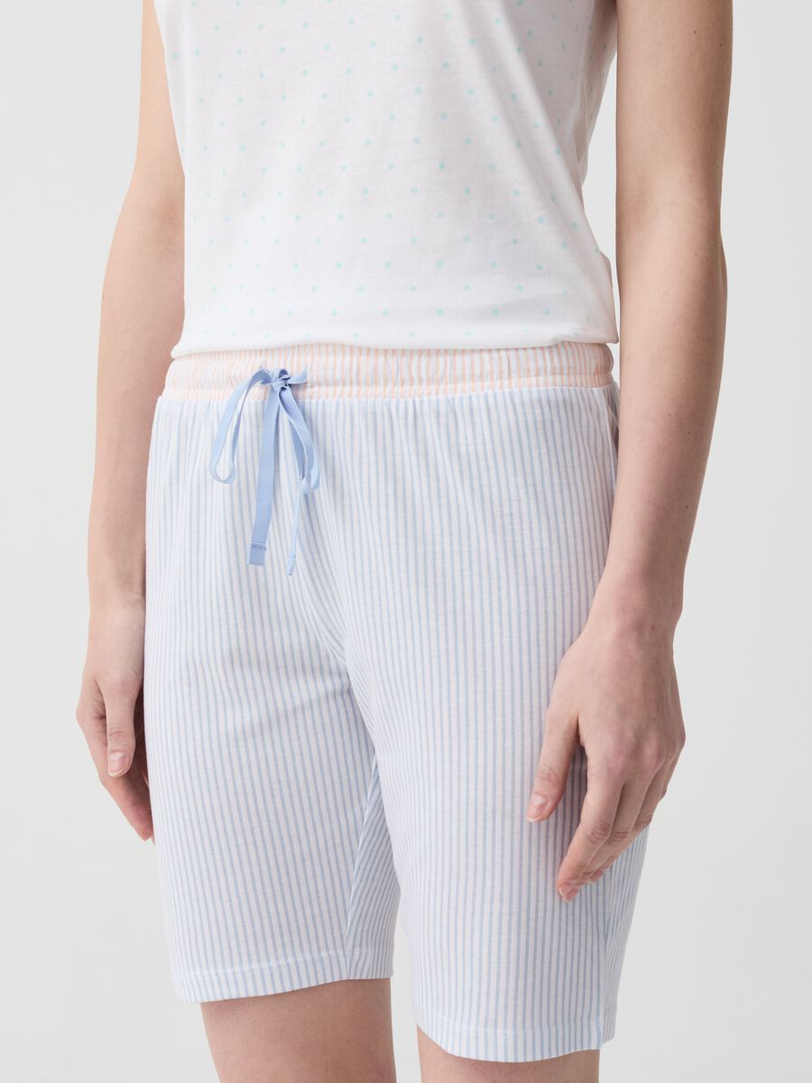 Striped cotton pyjama shorts with drawstring_1
