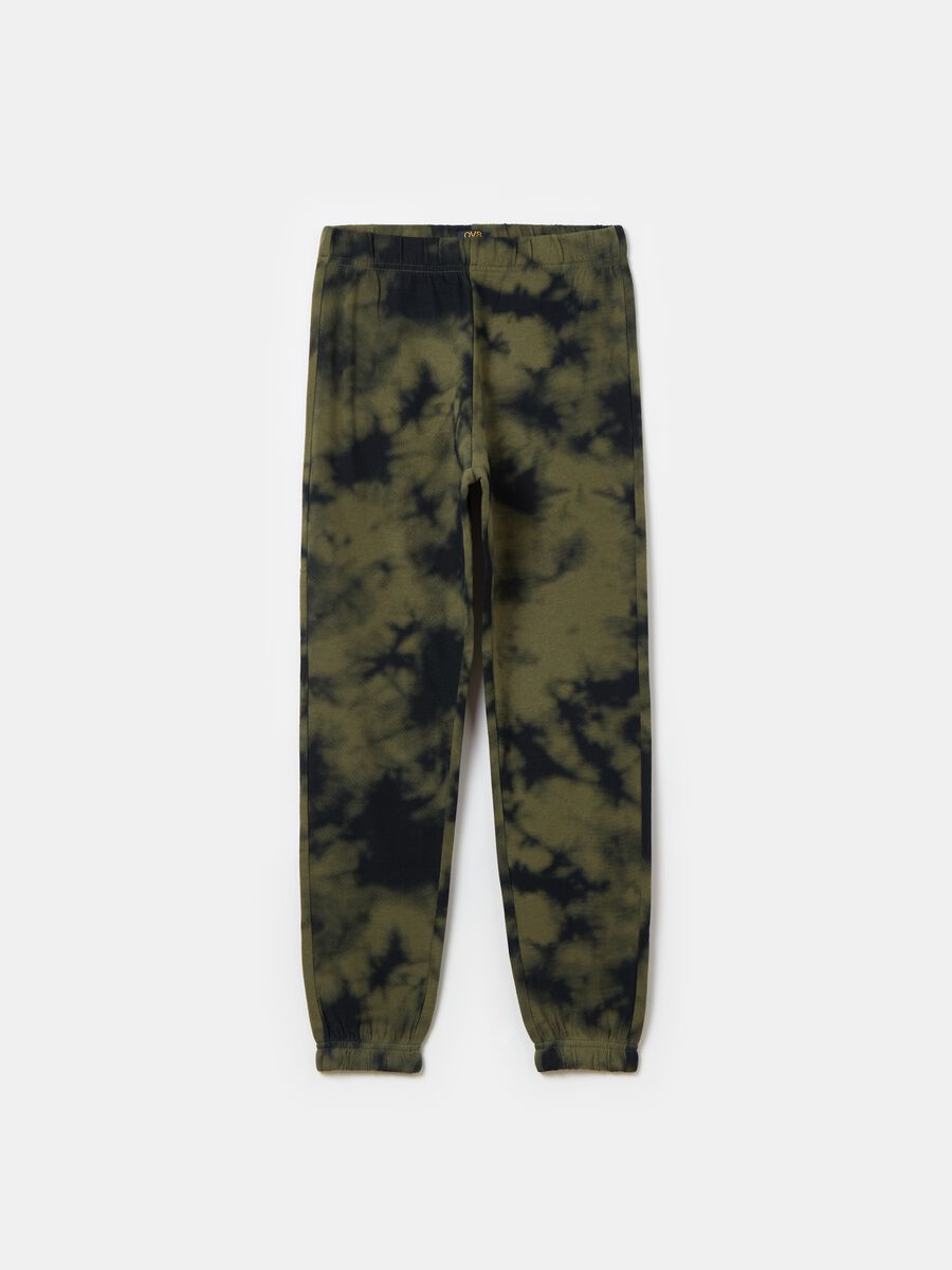 Tie-dye joggers with elasticated trims_0