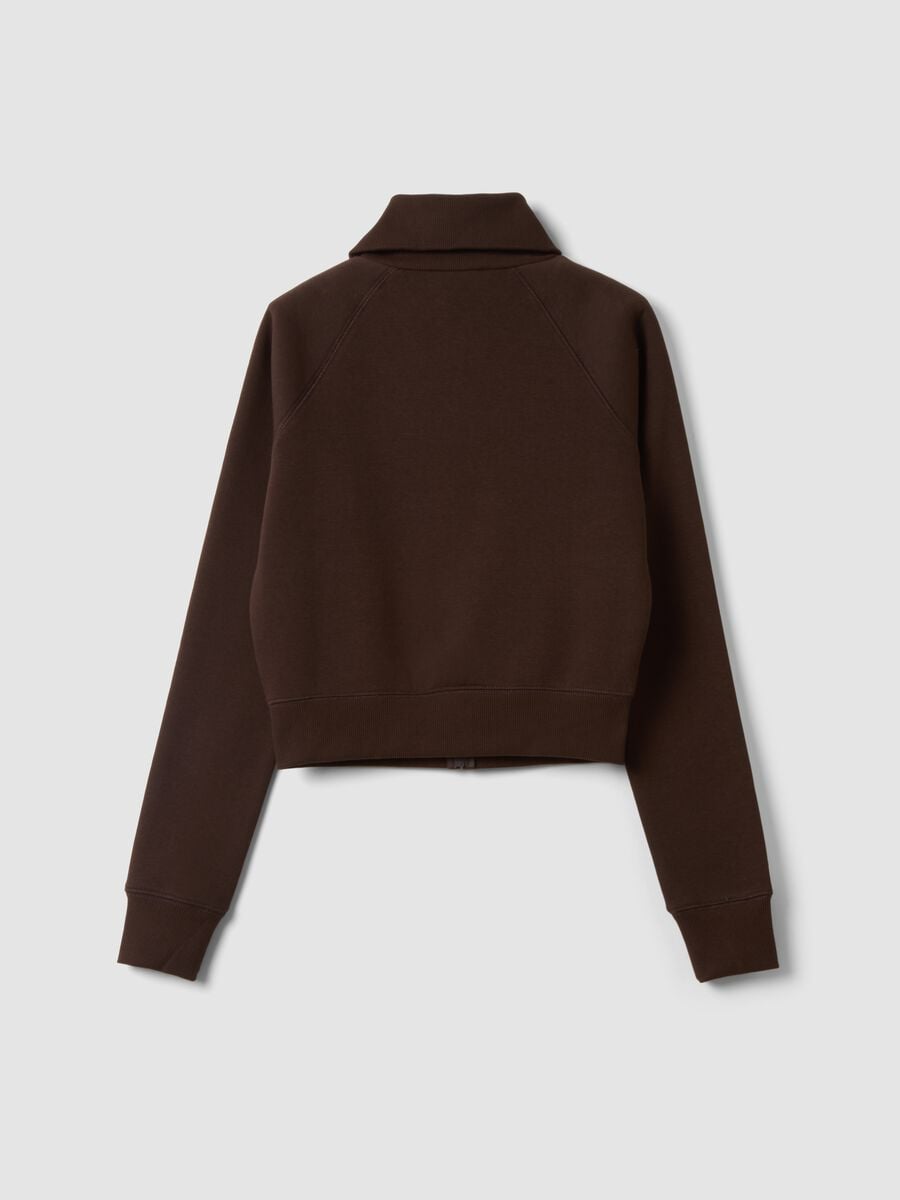 Brown cotton-blend sweatshirt with collar_6