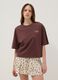 T-shirt marrone in puro cotone con ricamo boxy fit_2