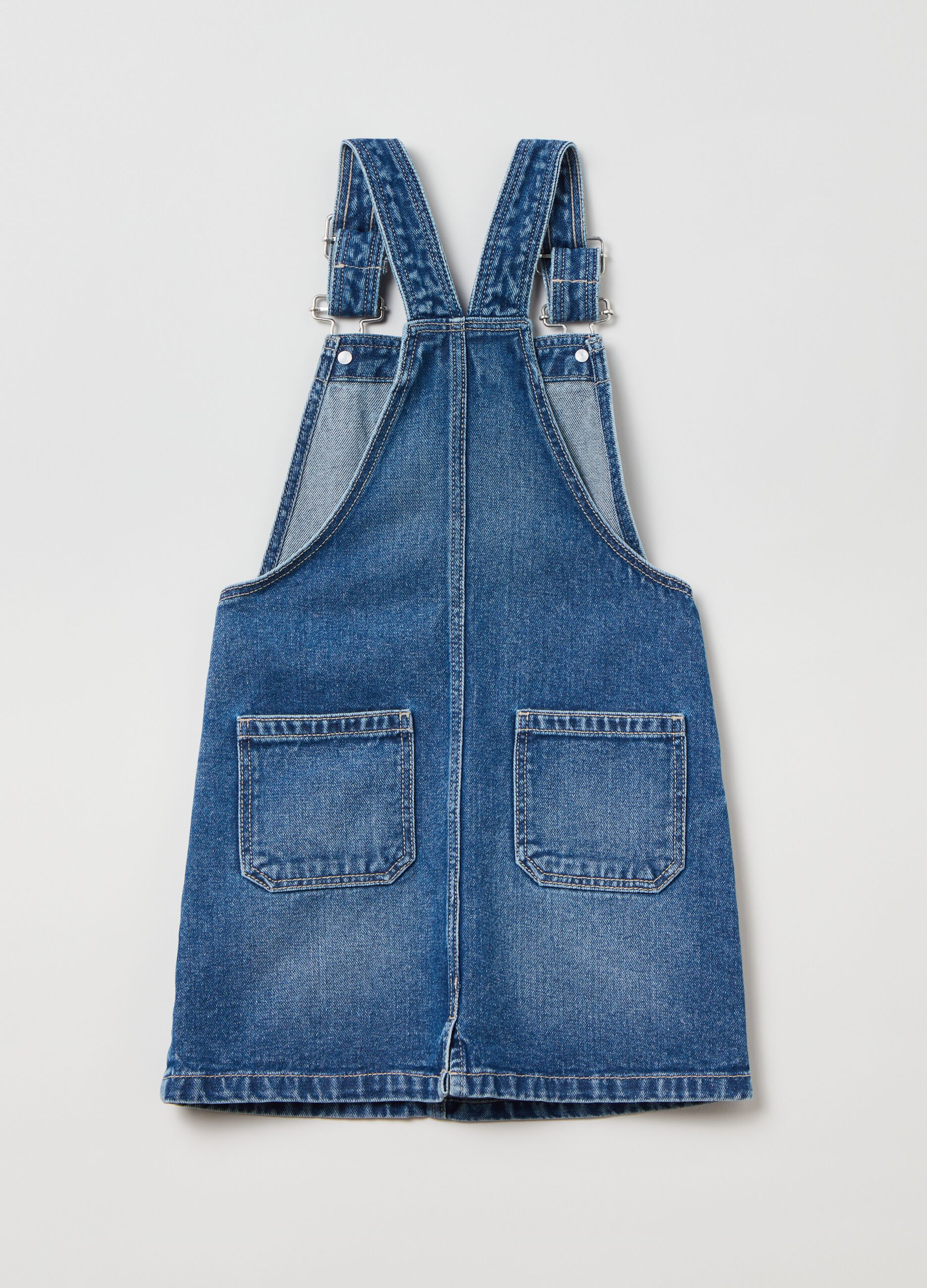 Dungaree dress in denim with pockets