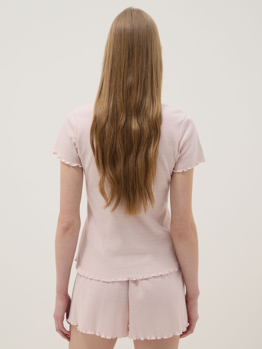 Pink pure cotton pyjama regular fit with ruched details_2