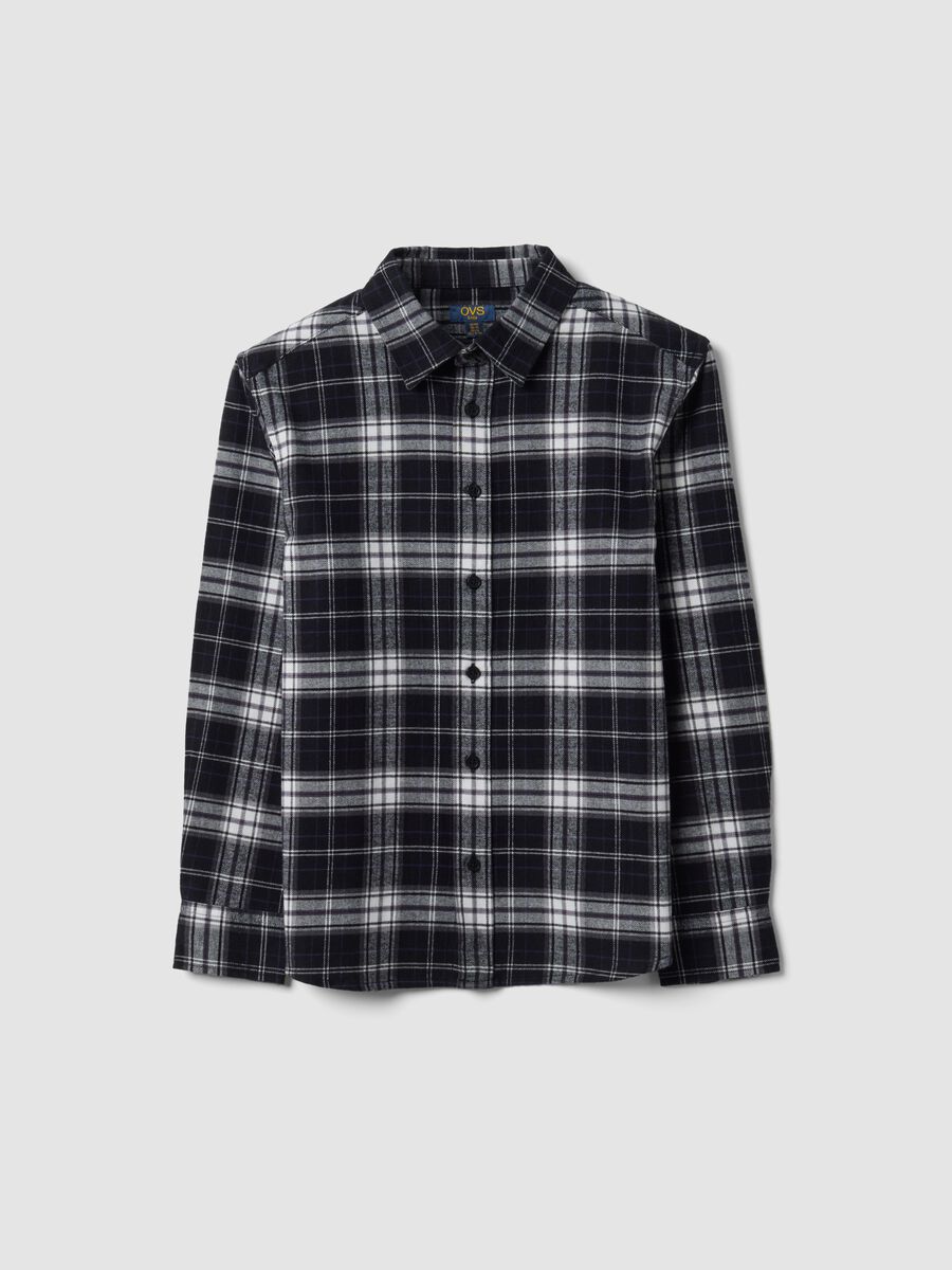 Black checked pure cotton regular-fit shirt for boys_3