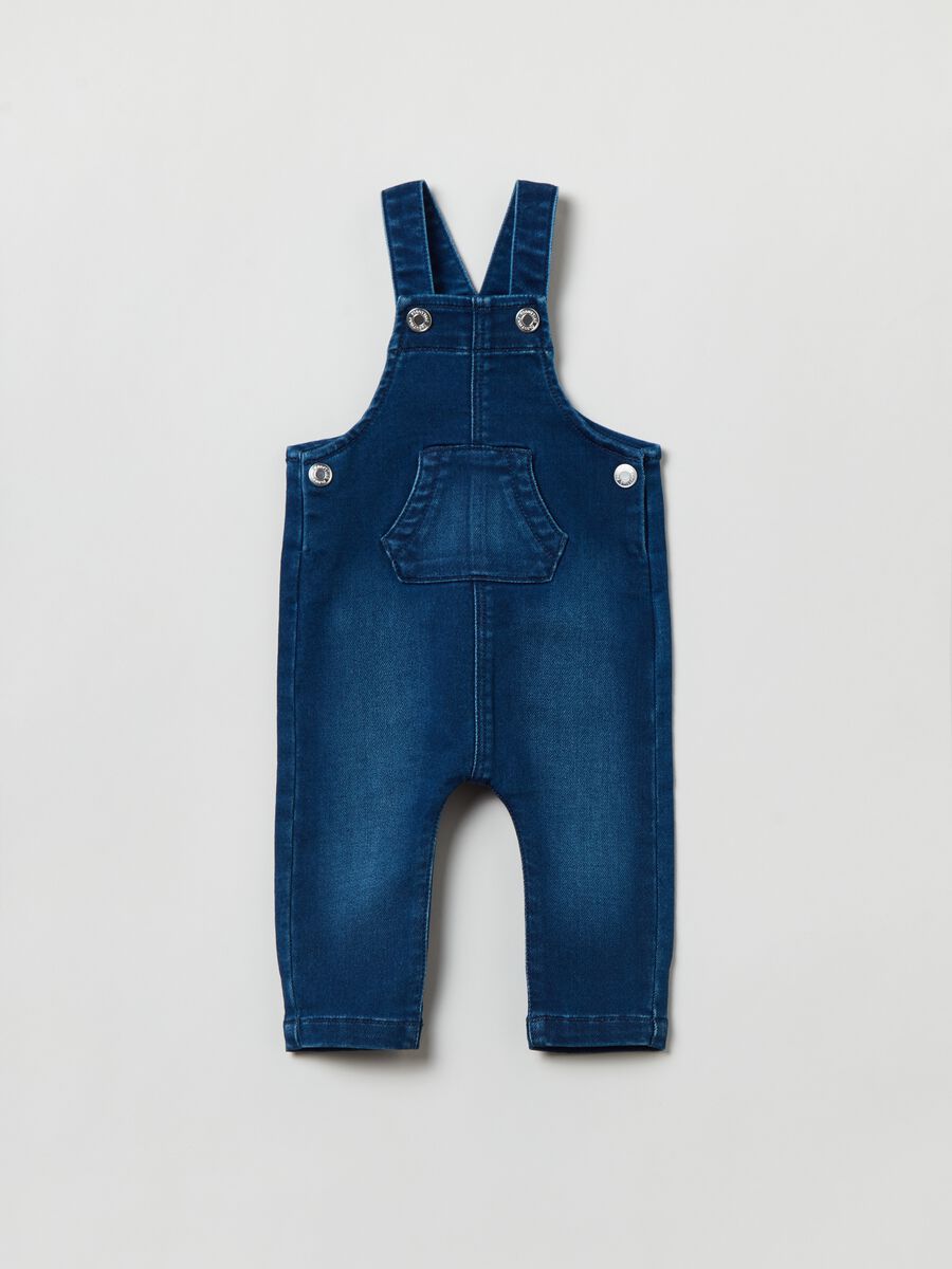 Stretch denim dungarees with pockets_0
