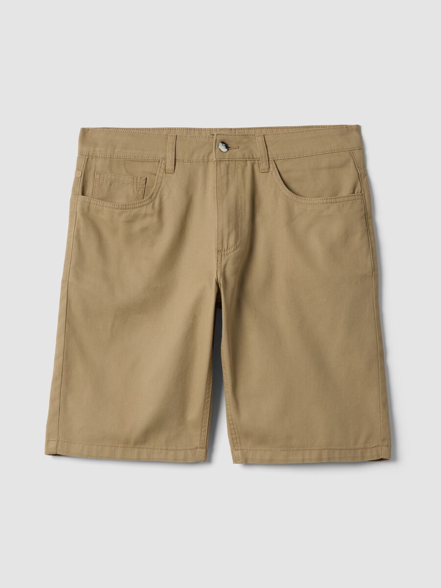 Beige pure cotton regular-fit shorts_0
