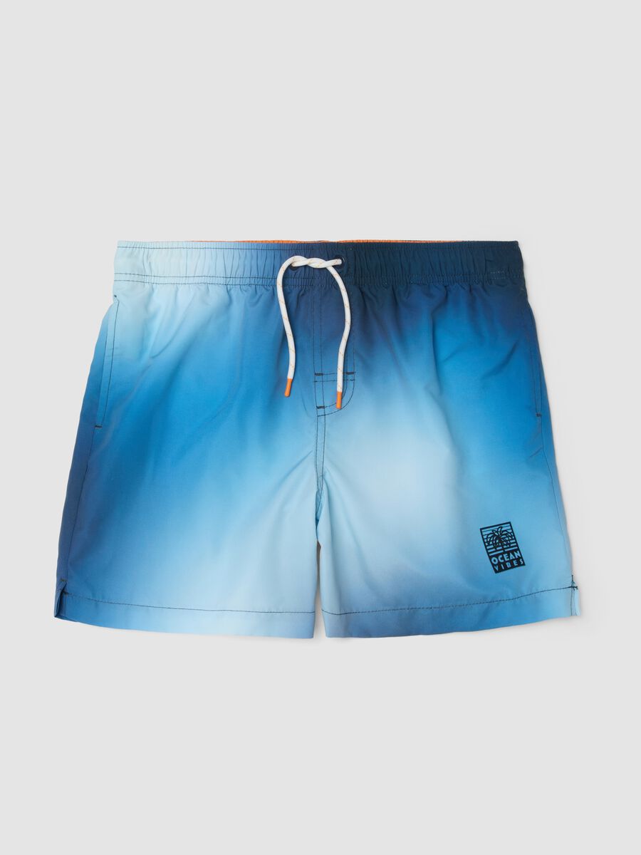 Blue gradient boxer swim shorts with drawstring_0