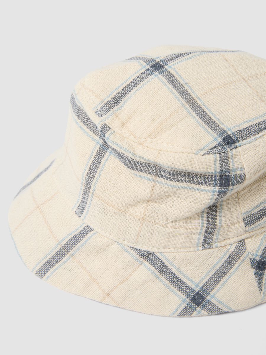 Baby boys&rsquo; multicolor check pure cotton hat_1