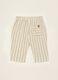 Beige striped pure cotton shorts_2