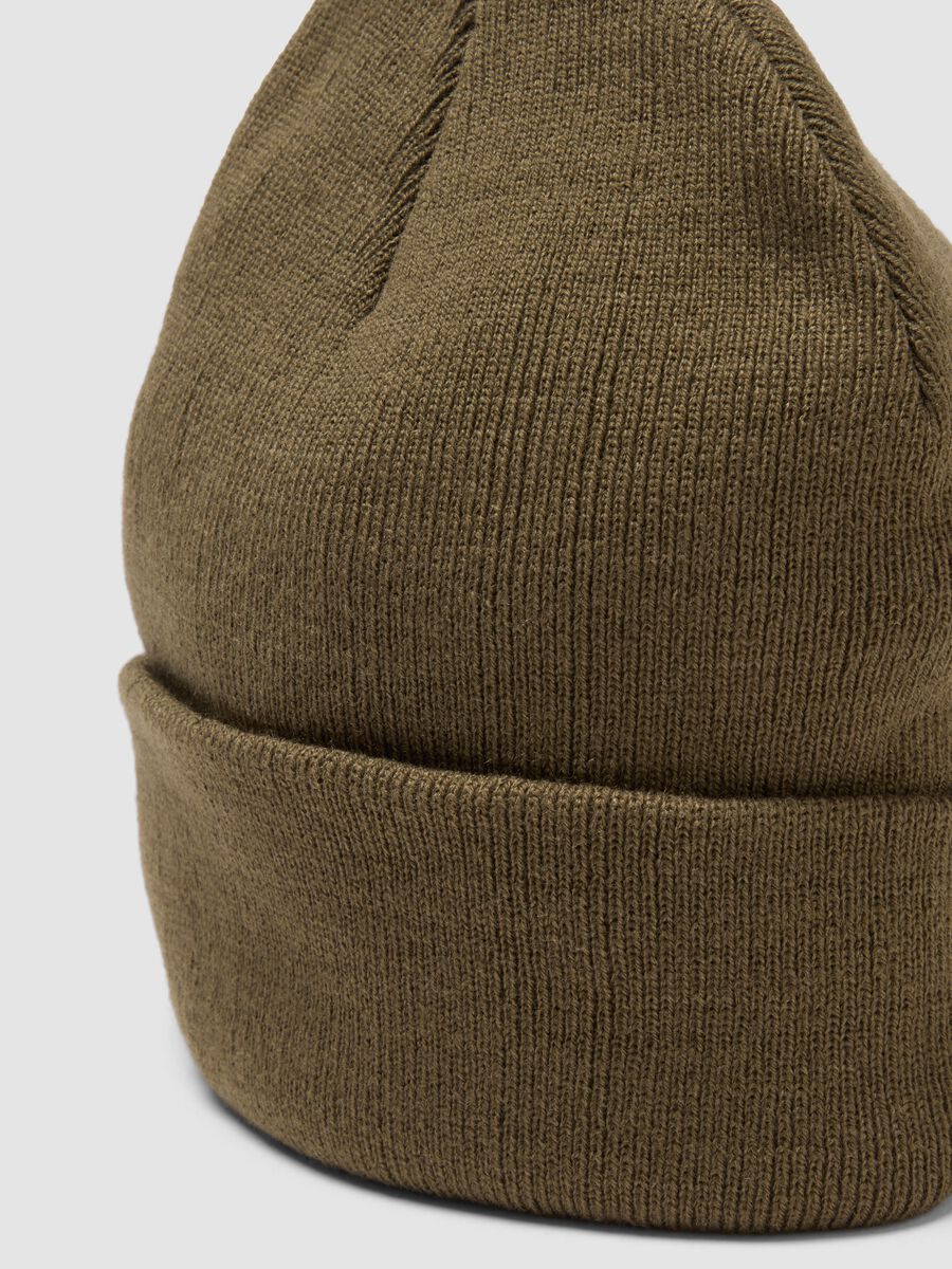 Green jersey knit beanie with turn-up cuff_2