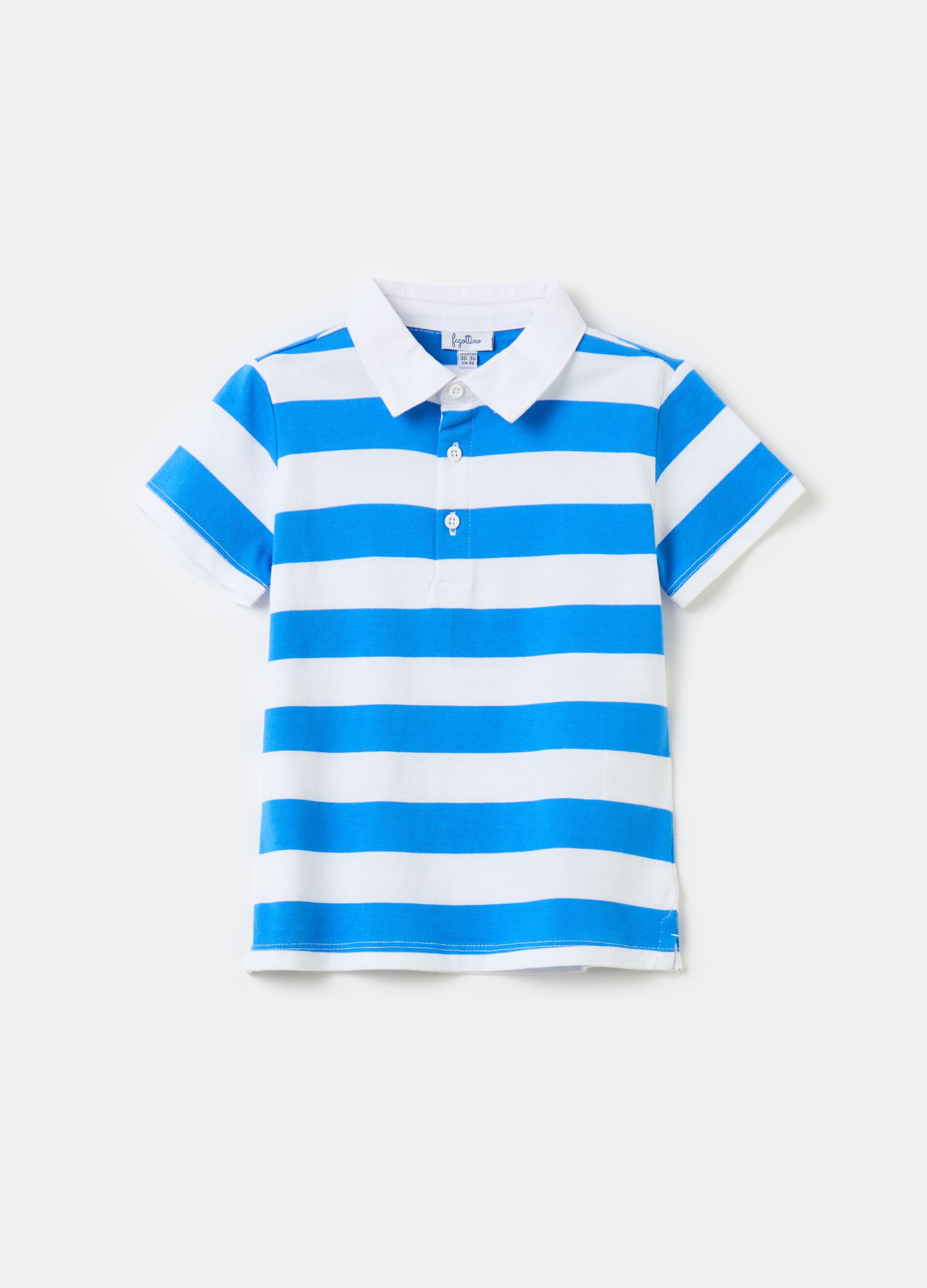 Polo shirt in cotton with stripes print