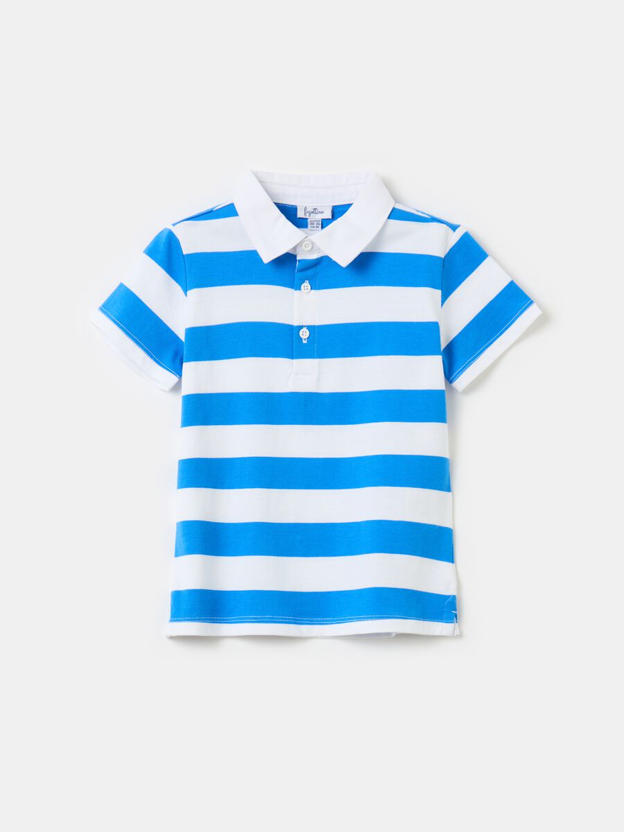 Polo shirt in cotton with stripes print_0
