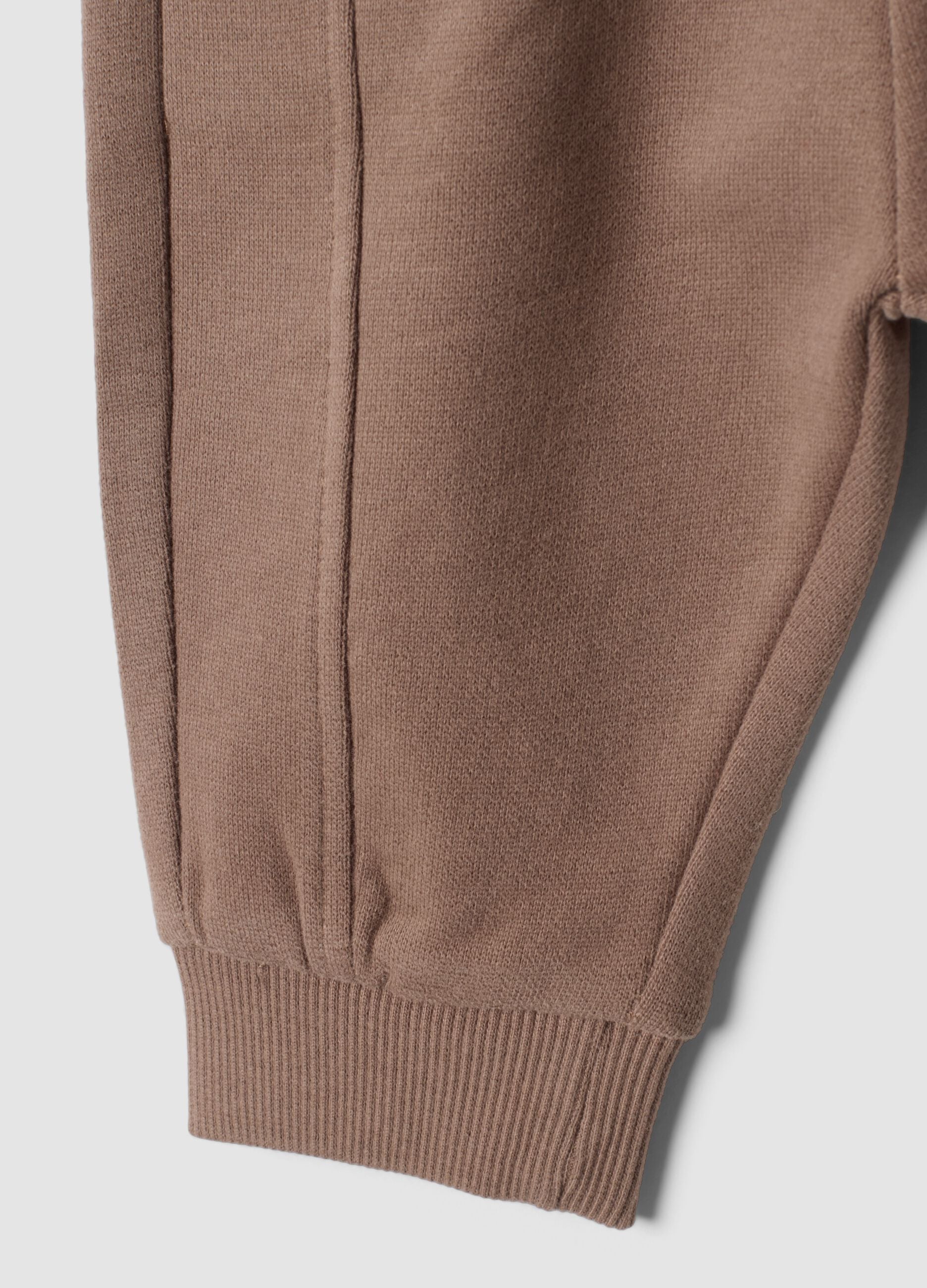 Brown organic cotton trousers with elasticated waist