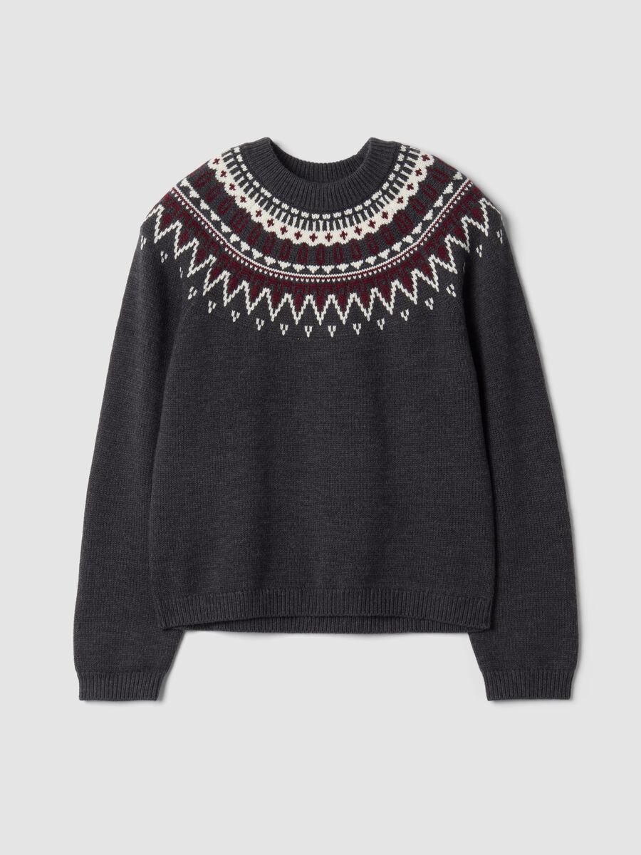 Maglia grigia in misto lana jacquard girocollo over fit_0