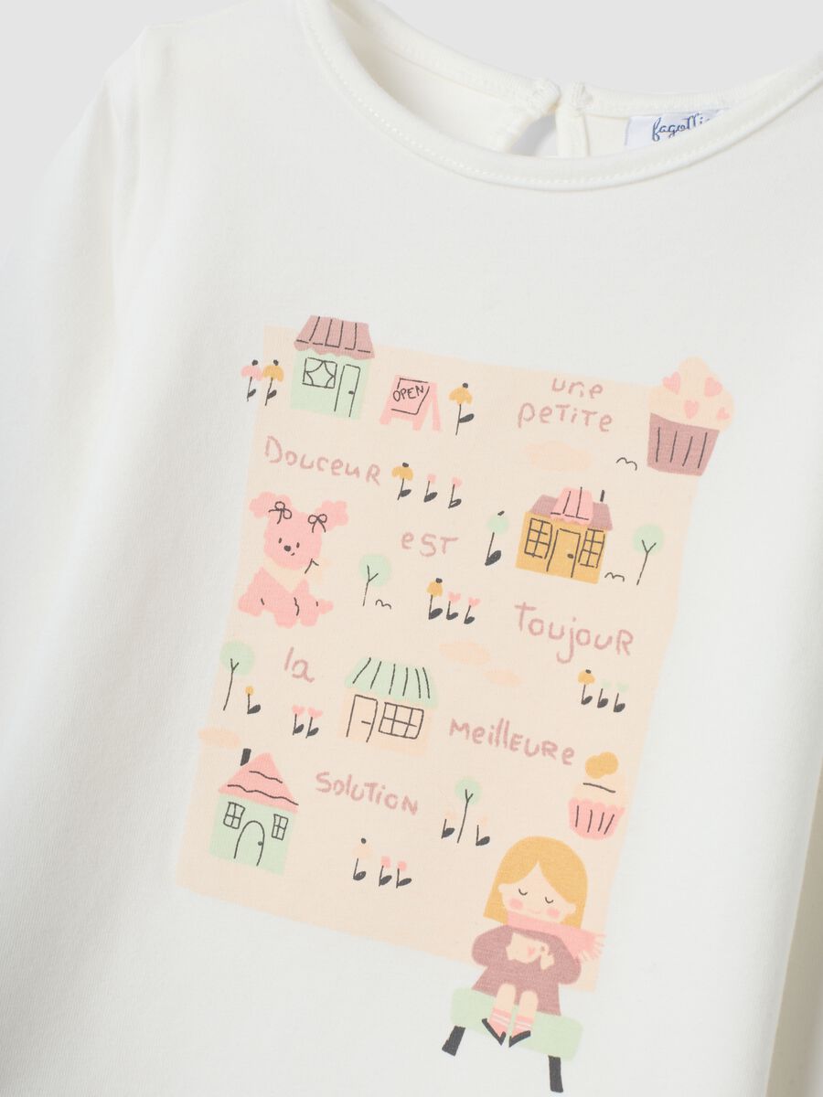 White organic stretch cotton jersey T-shirt with print, regular fit_2