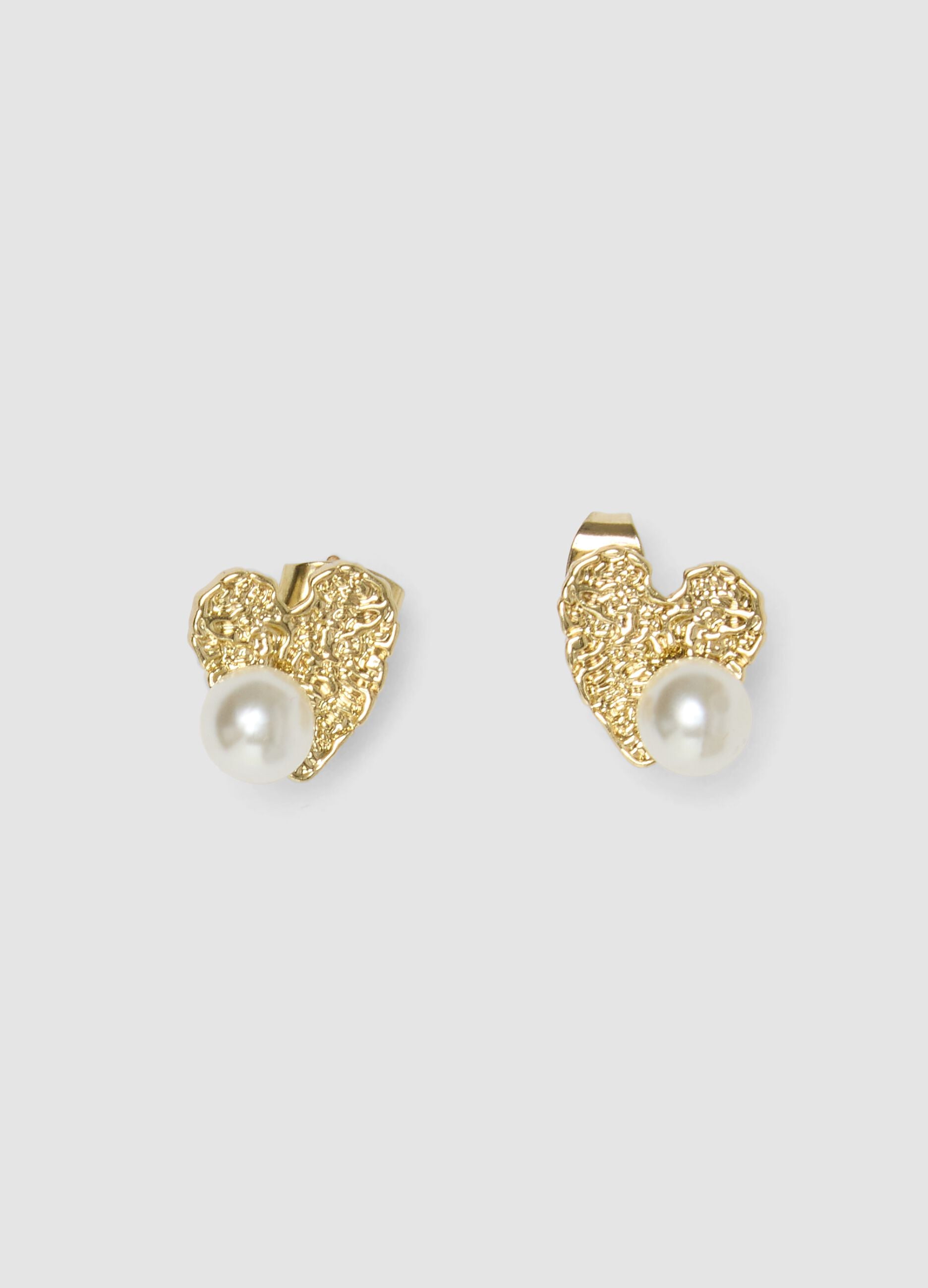 Gold-tone heart stud earrings