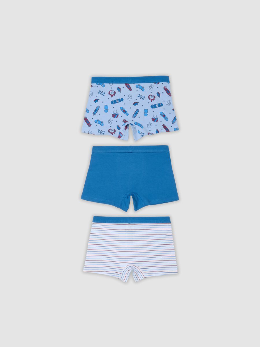 Tripack di boxer midi multicolor in cotone organico elasticizzato con fantasia_1