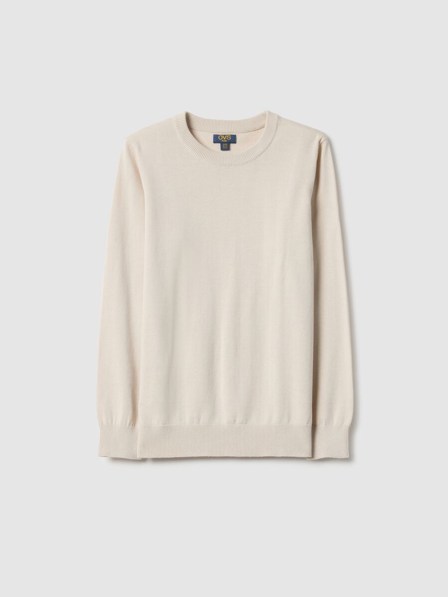 Children's beige pure cotton pullover regular fit_3